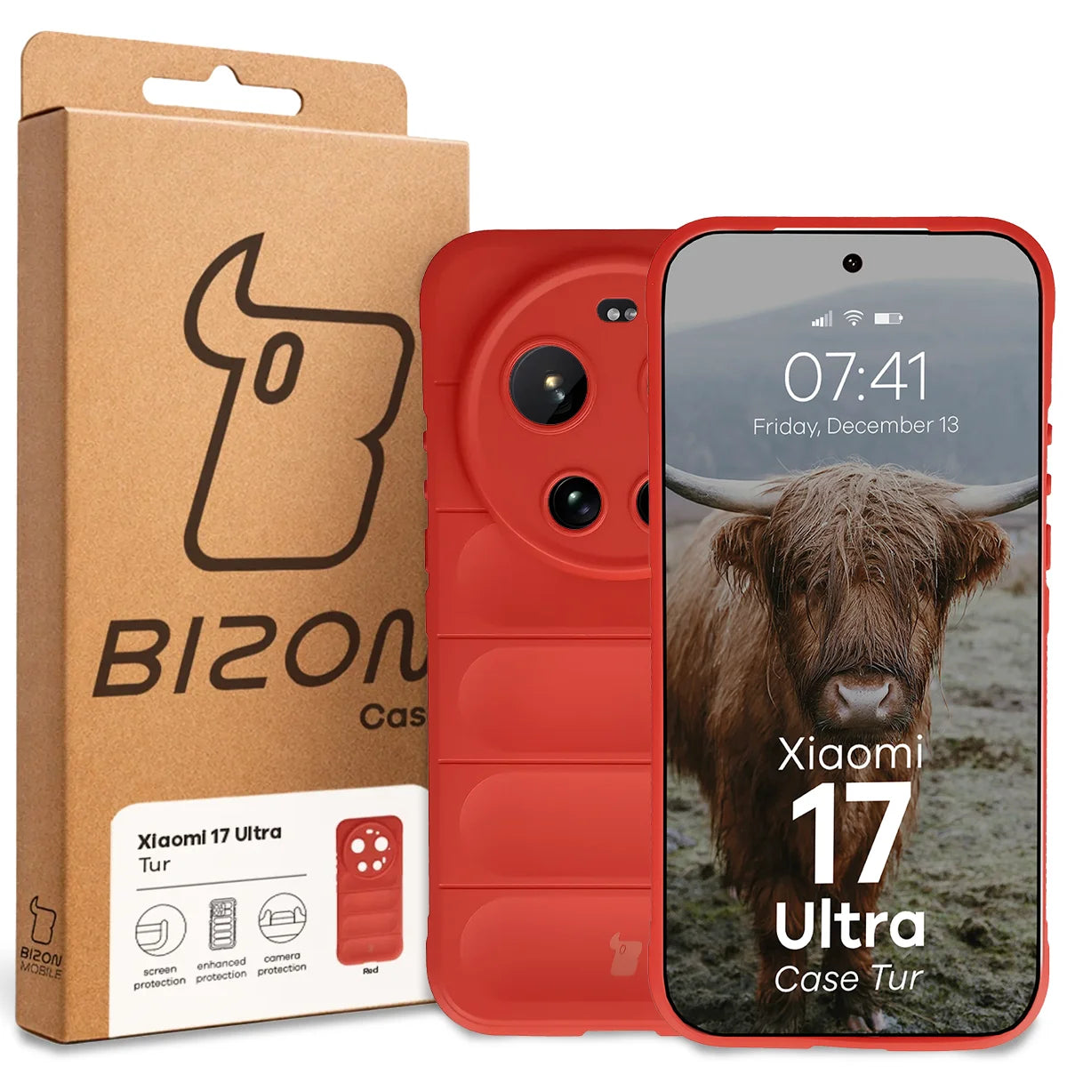 Robuste Handyhülle für Xiaomi 17 Ultra, Bizon Case Tur, Rot