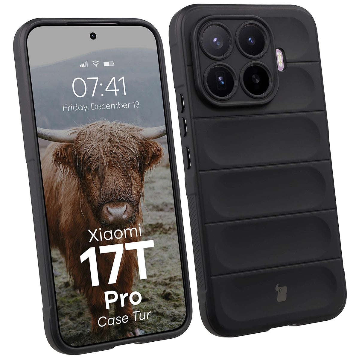 Robuste Handyhülle für Xiaomi 17T Pro, Bizon Case Tur, Schwarz