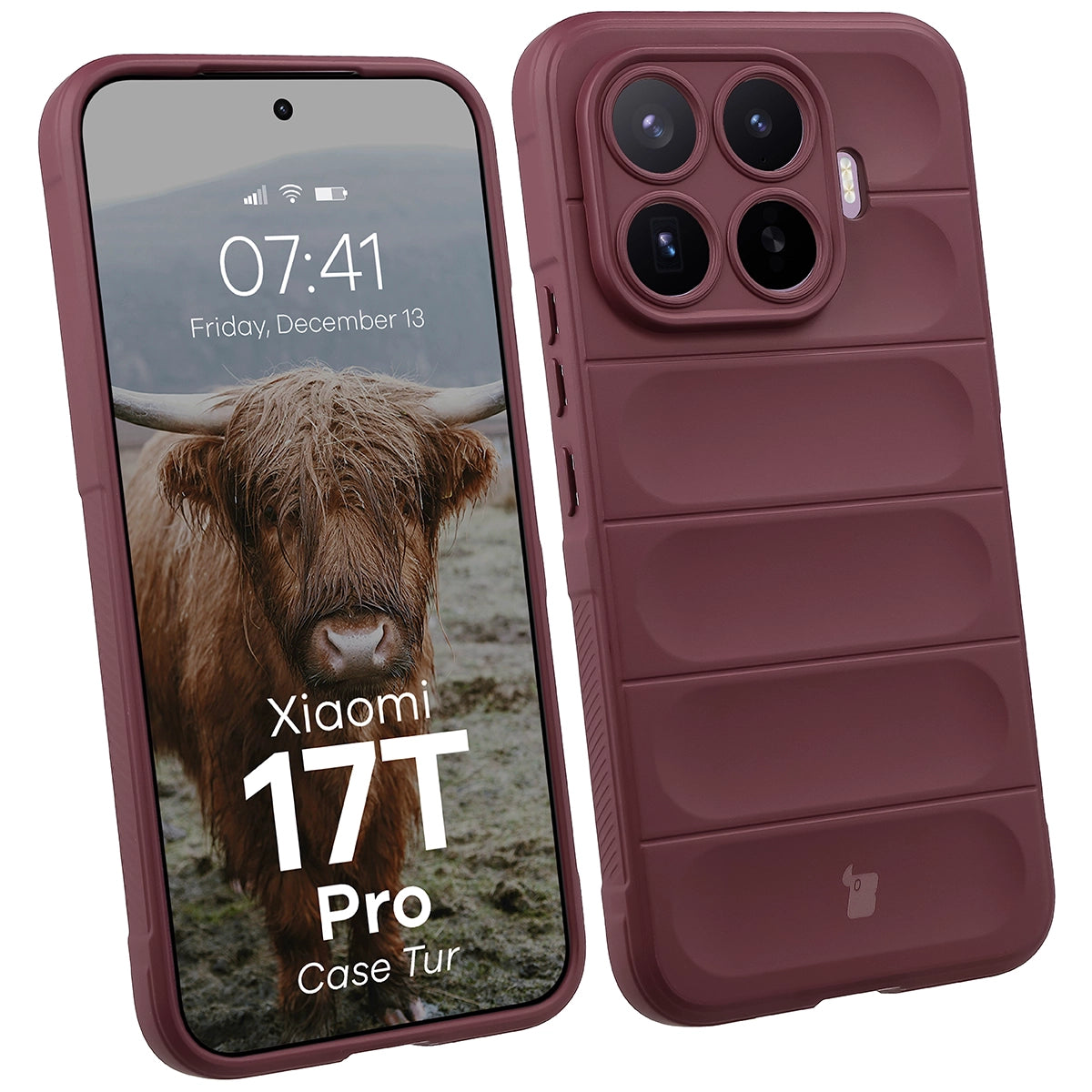 Robuste Handyhülle für Xiaomi 17T Pro, Bizon Case Tur, Burgunderrot