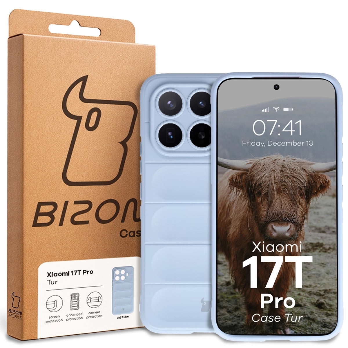 Pancerne etui Bizon Case Tur do Xiaomi 17T Pro, jasnoniebieskie