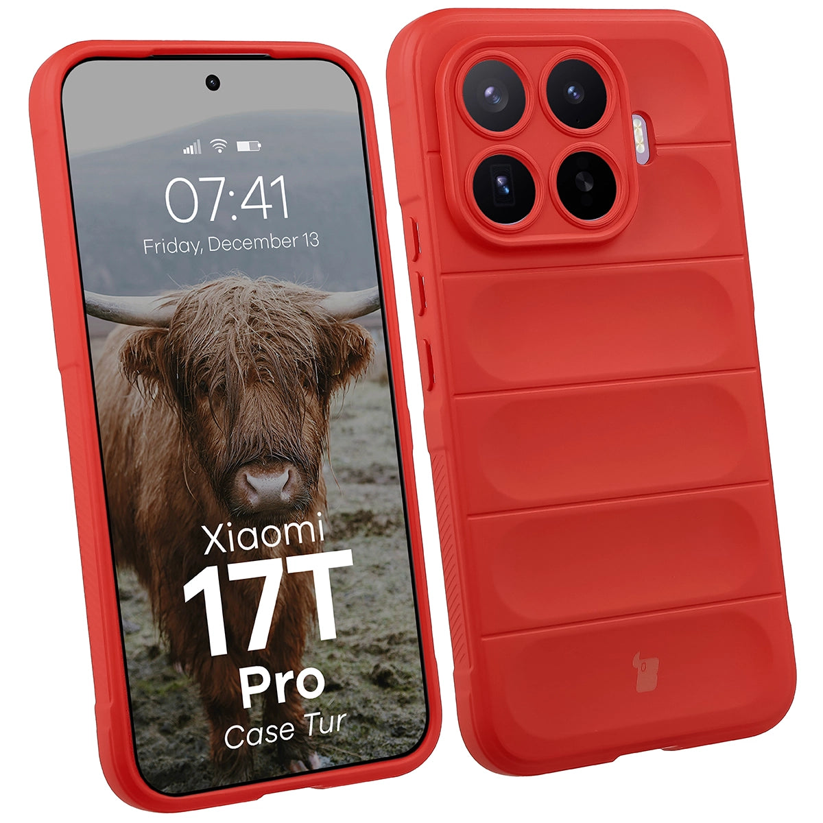 Robuste Handyhülle für Xiaomi 17T Pro, Bizon Case Tur, Rot
