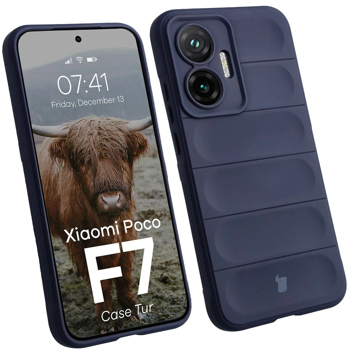 Robuste Handyhülle für Xiaomi POCO F7, Bizon Case Tur, Dunkelblau