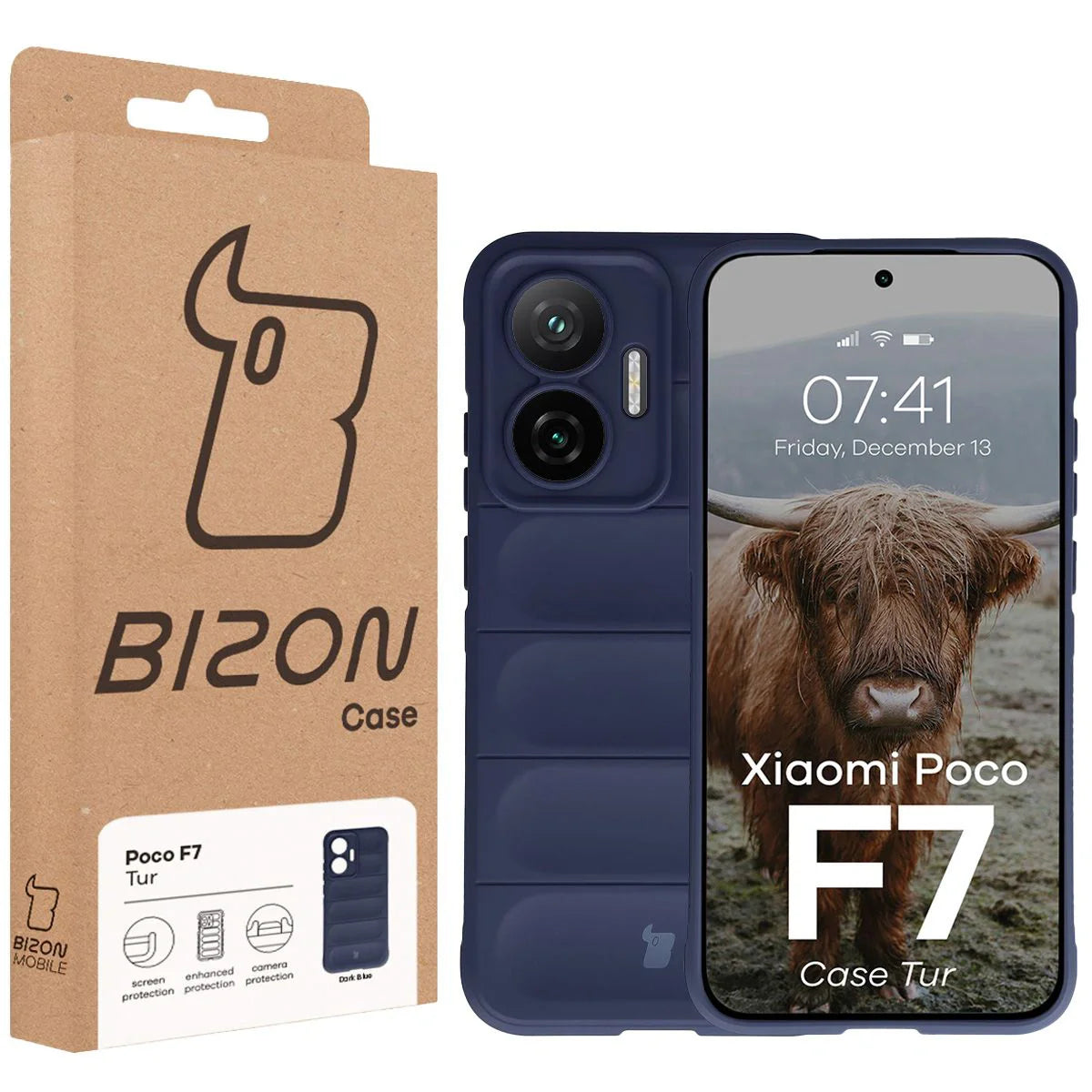 Robuste Handyhülle für Xiaomi POCO F7, Bizon Case Tur, Dunkelblau