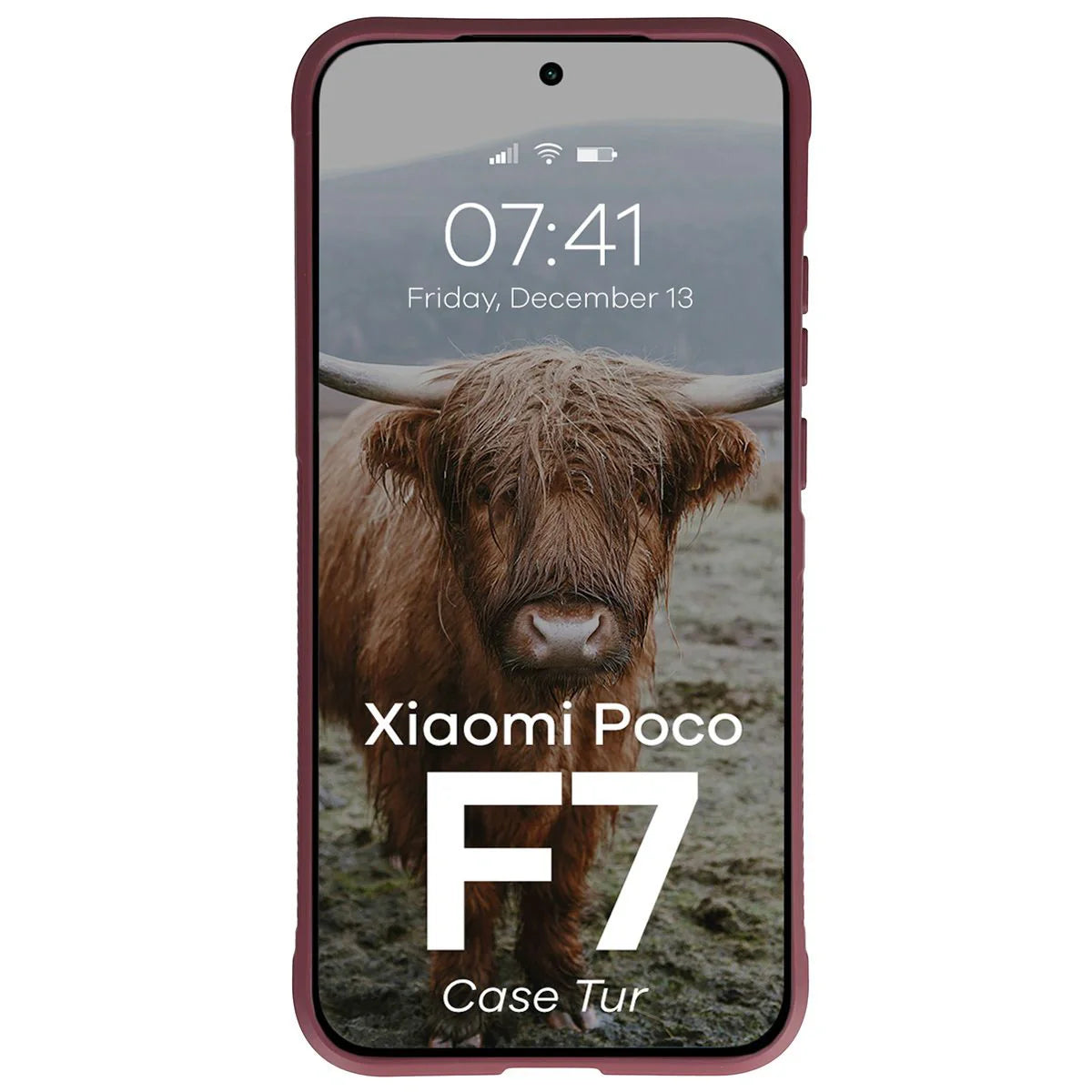 Robuste Handyhülle für Xiaomi POCO F7, Bizon Case Tur, Burgunderrot