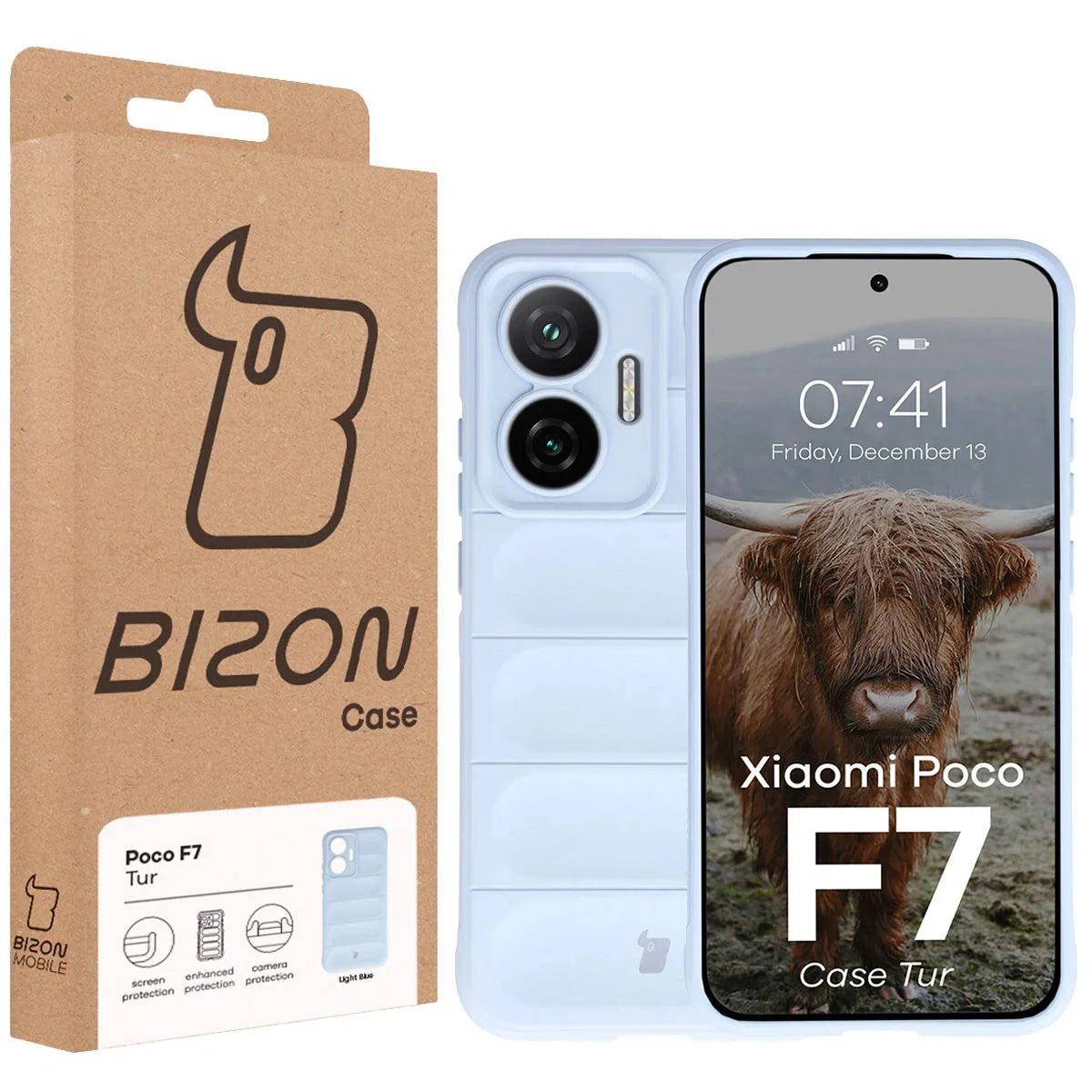 Robuste Handyhülle für Xiaomi POCO F7, Bizon Case Tur, Hellblau