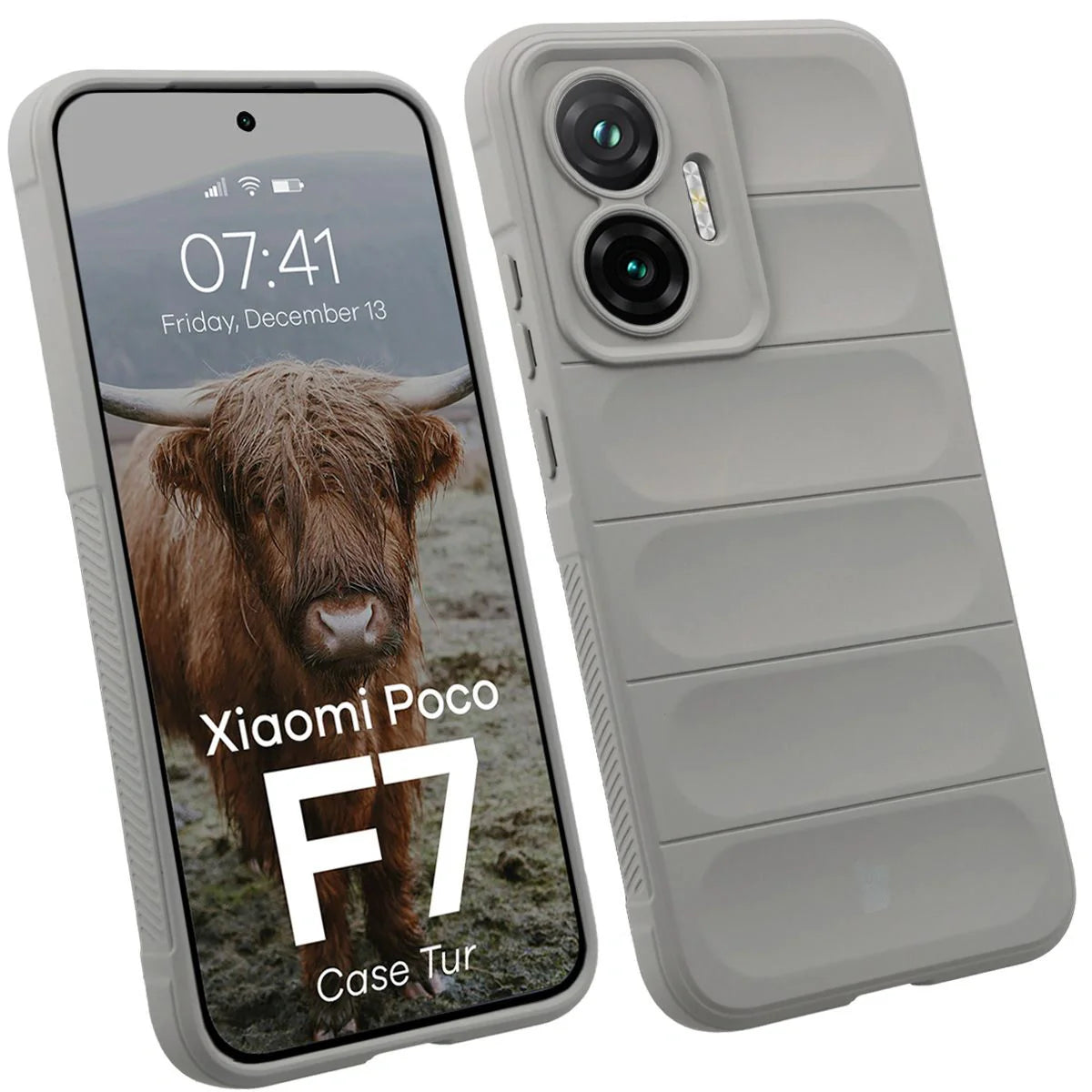 Robuste Handyhülle für Xiaomi POCO F7, Bizon Case Tur, Hellgrau