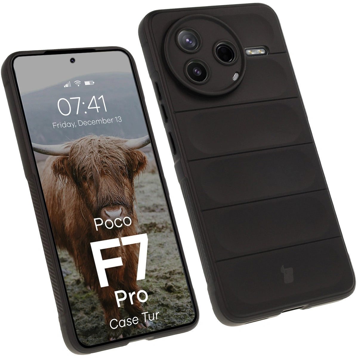 Robuste Handyhülle für Xiaomi Poco F7 Pro, Bizon Case Tur, Schwarz