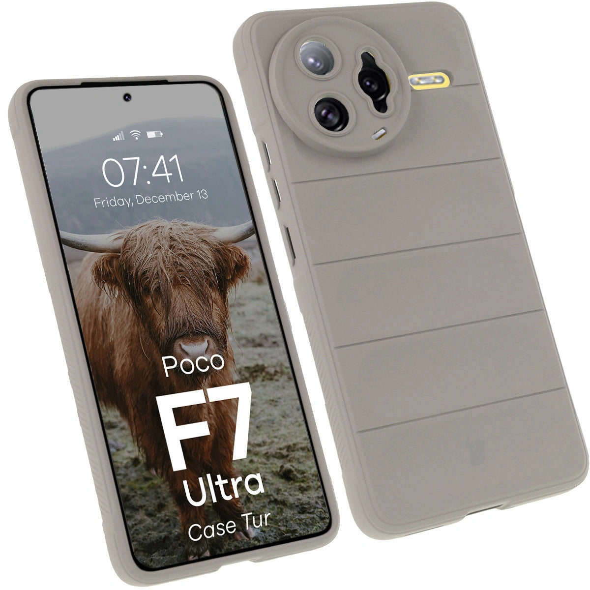 Robuste Handyhülle für Xiaomi Poco F7 Ultra, Bizon Case Tur, Hellgrau