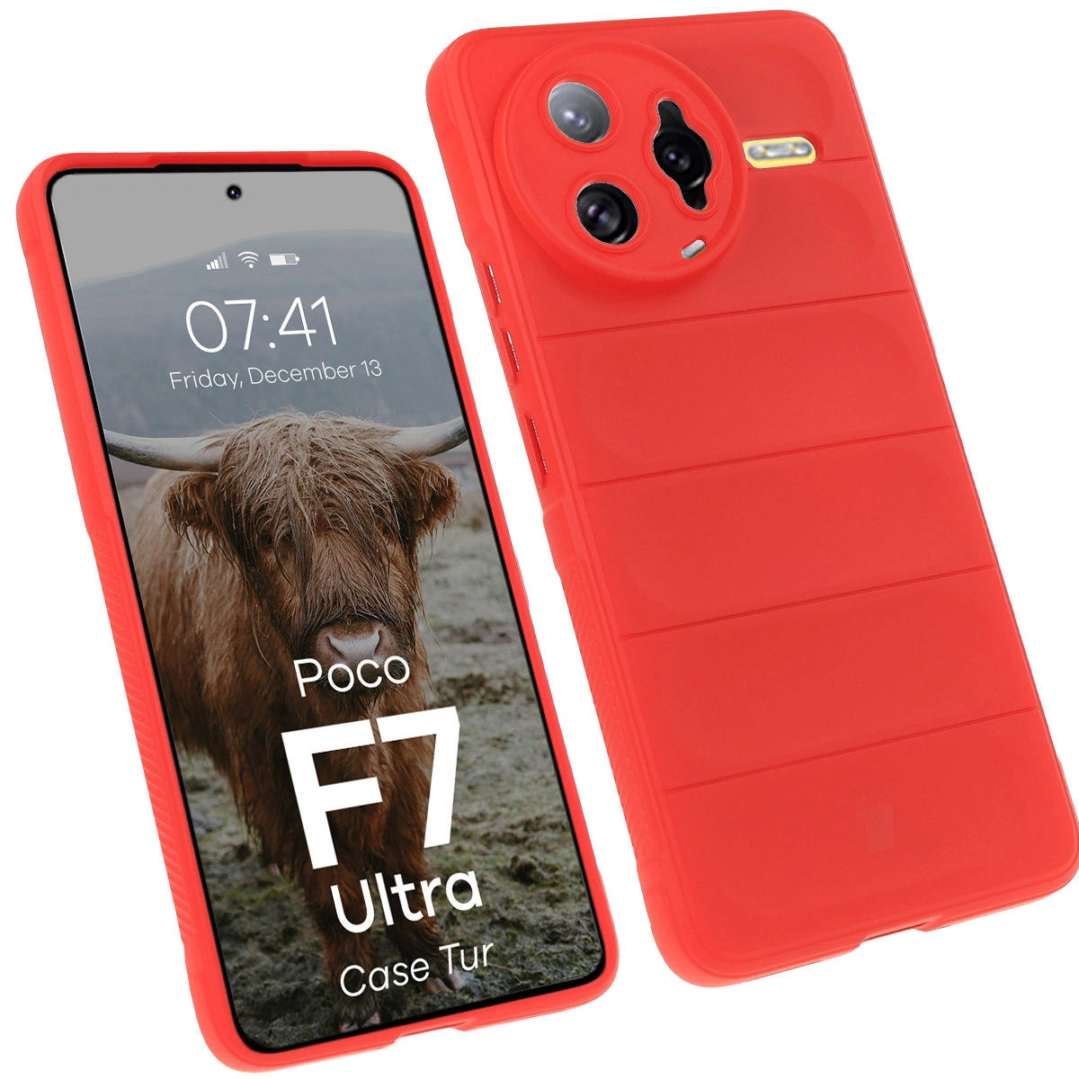 Robuste Handyhülle für Xiaomi Poco F7 Ultra, Bizon Case Tur, Rot