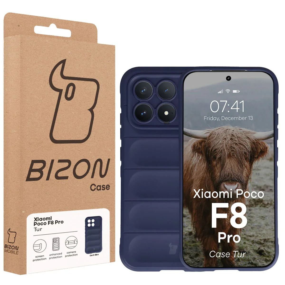 Robuste Handyhülle für Xiaomi POCO F8 Pro, Bizon Case Tur, Dunkelblau