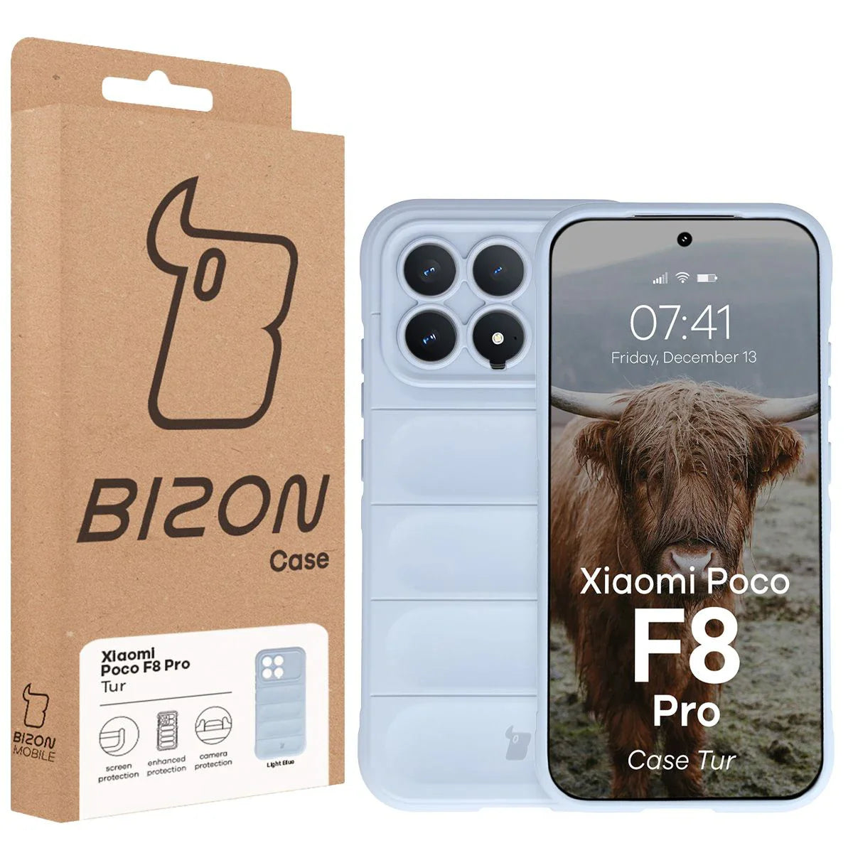 Robuste Handyhülle für Xiaomi POCO F8 Pro, Bizon Case Tur, Hellblau