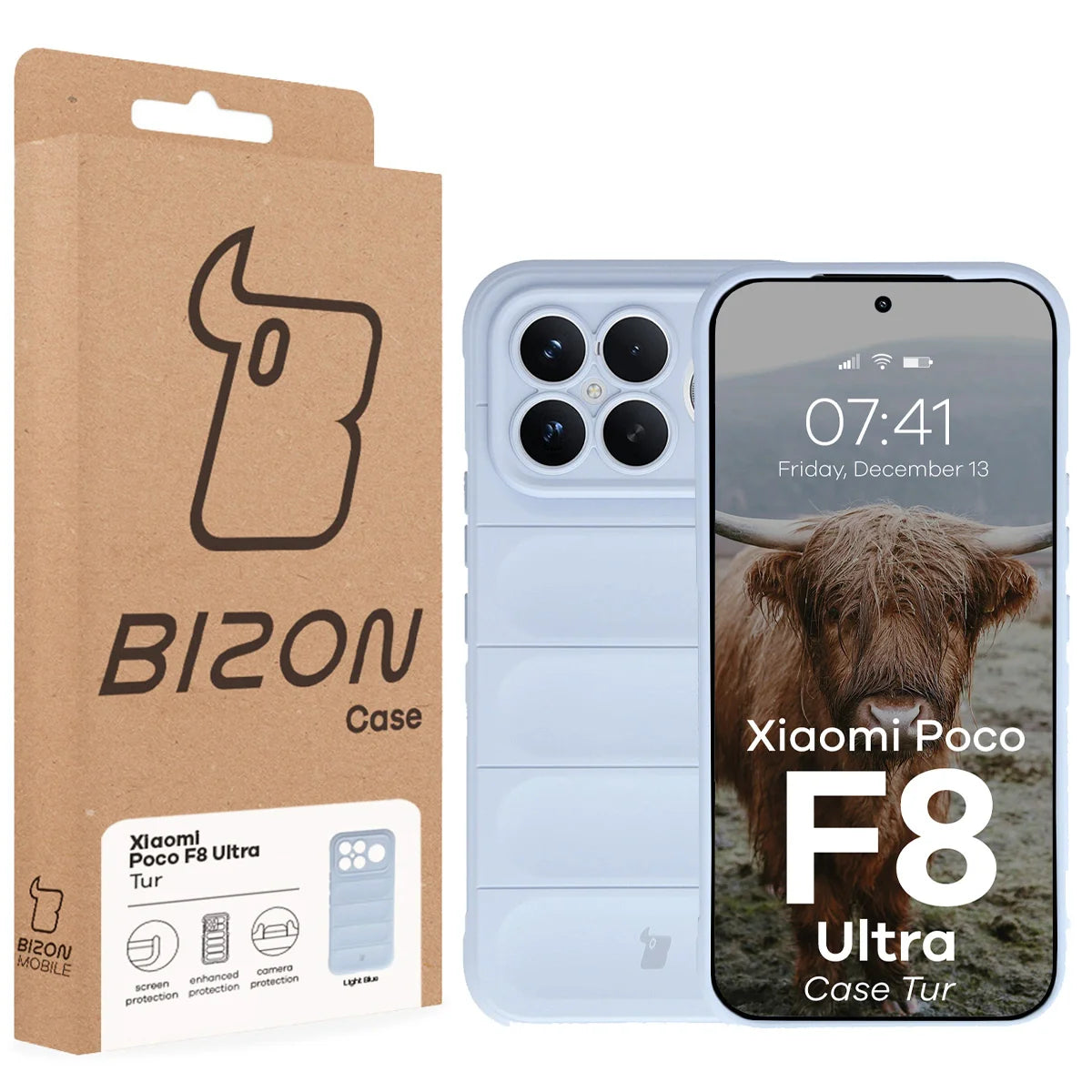Robuste Handyhülle für Xiaomi POCO F8 Ultra, Bizon Case Tur, Hellblau