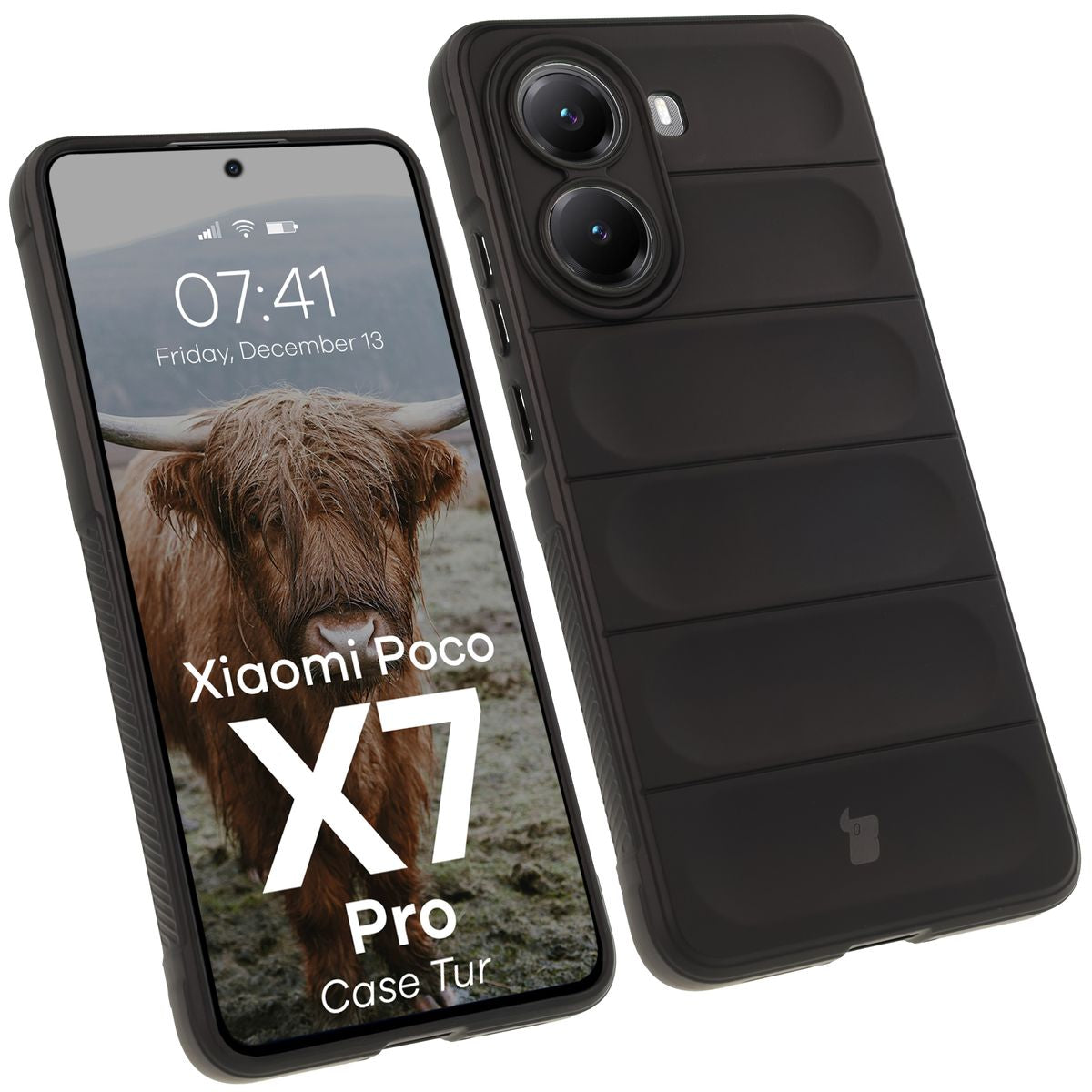 Robuste Handyhülle für Xiaomi Poco X7 Pro, Bizon Case Tur, Schwarz