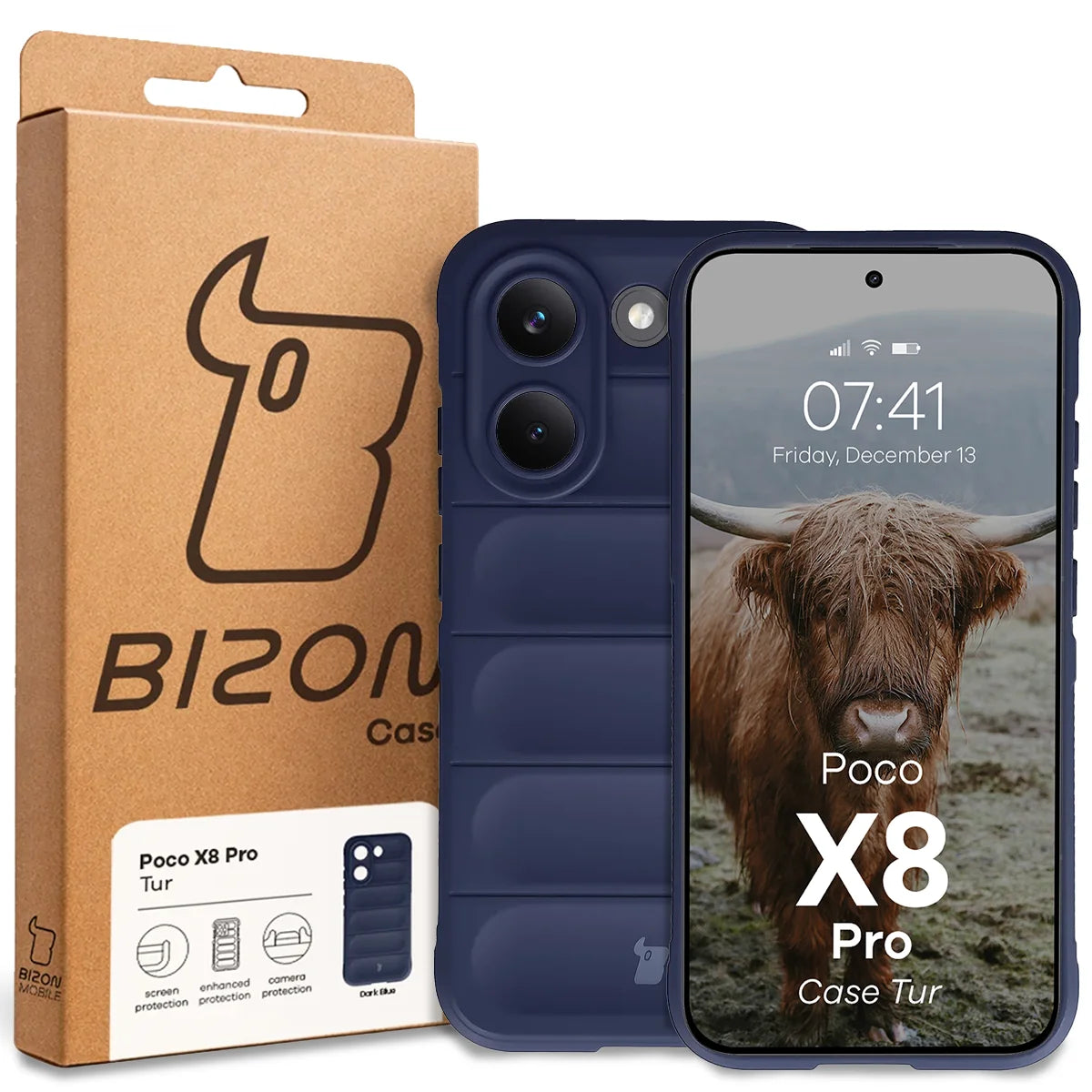 Robuste Handyhülle für Xiaomi POCO X8 Pro, Bizon Case Tur, Dunkelblau