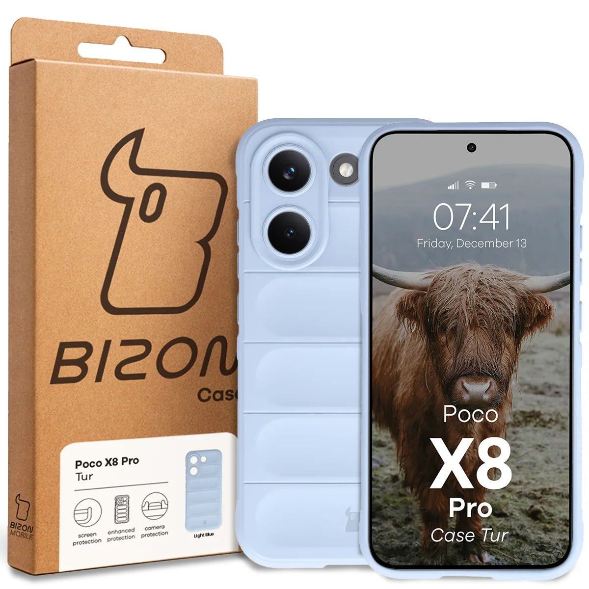 Robuste Handyhülle für Xiaomi POCO X8 Pro, Bizon Case Tur, Hellblau