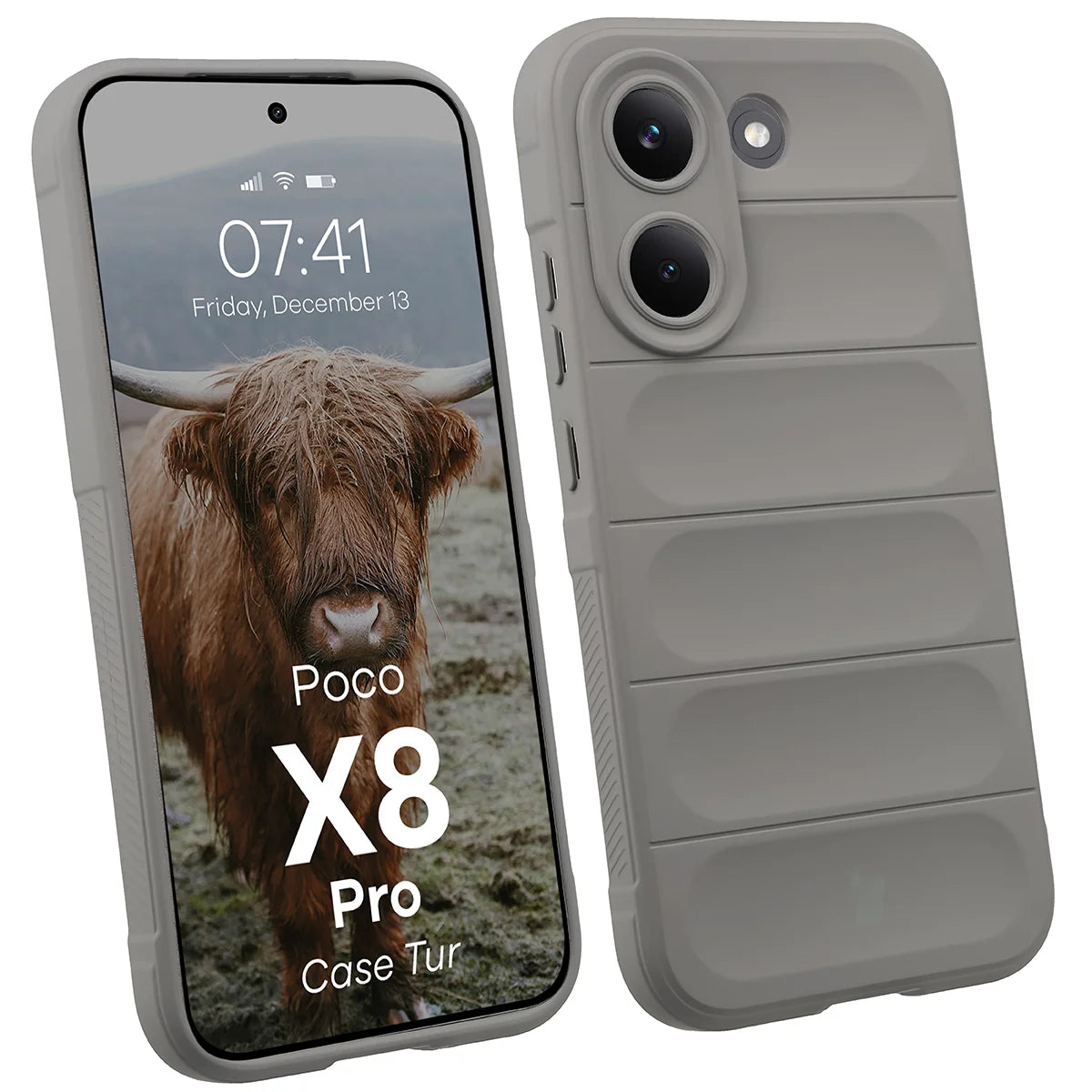 Robuste Handyhülle für Xiaomi POCO X8 Pro, Bizon Case Tur, Hellgrau