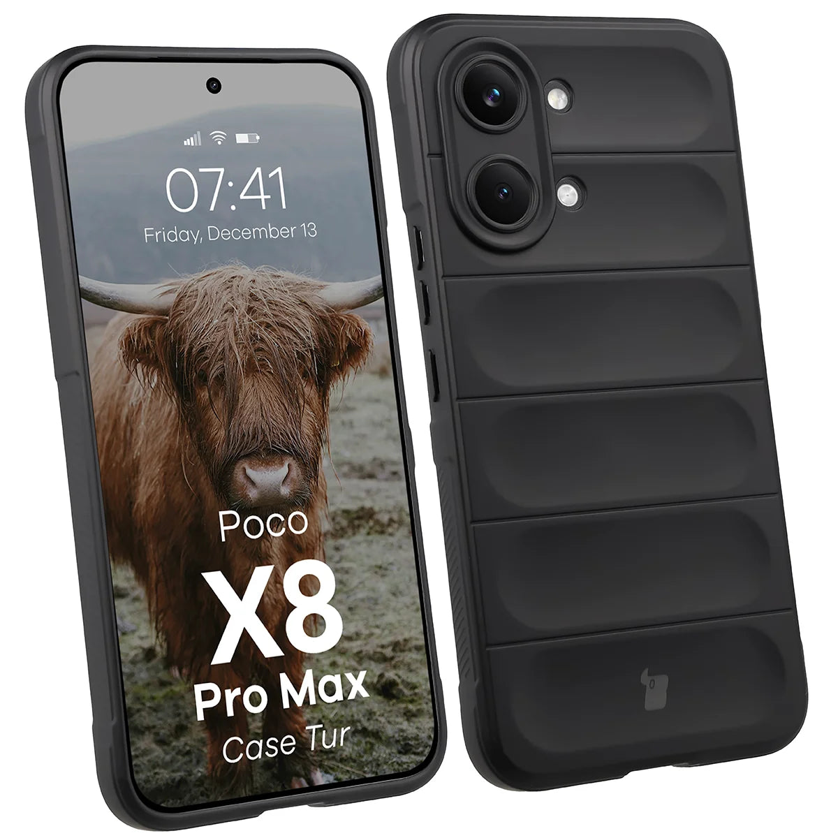 Robuste Handyhülle für Xiaomi POCO X8 Pro Max, Bizon Case Tur, Schwarz