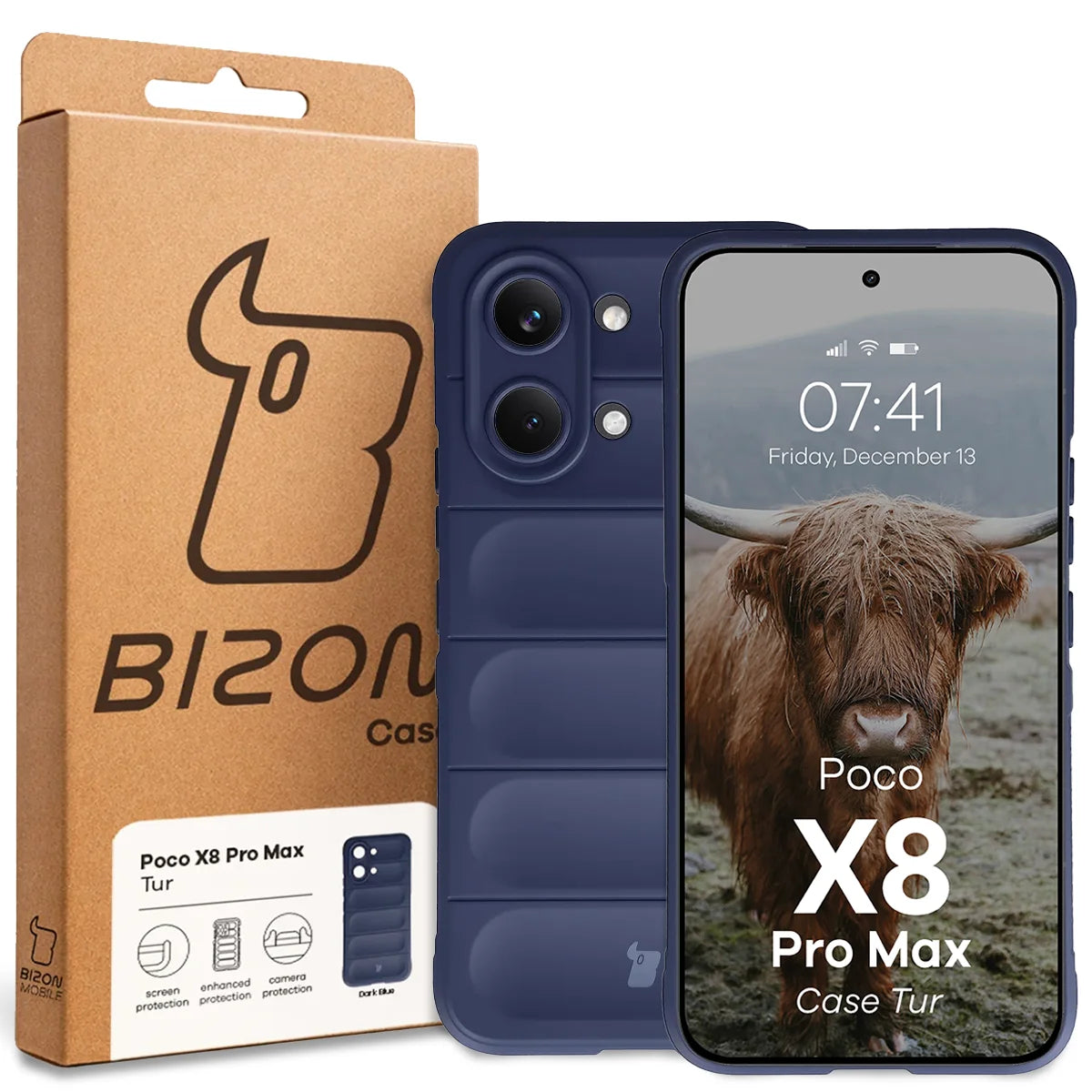 Robuste Handyhülle für Xiaomi POCO X8 Pro Max, Bizon Case Tur, Dunkelblau