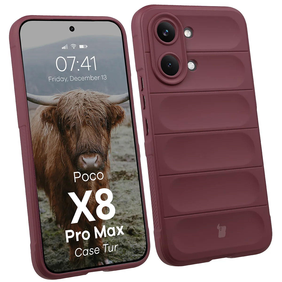 Robuste Handyhülle für Xiaomi POCO X8 Pro Max, Bizon Case Tur, Burgunderrot