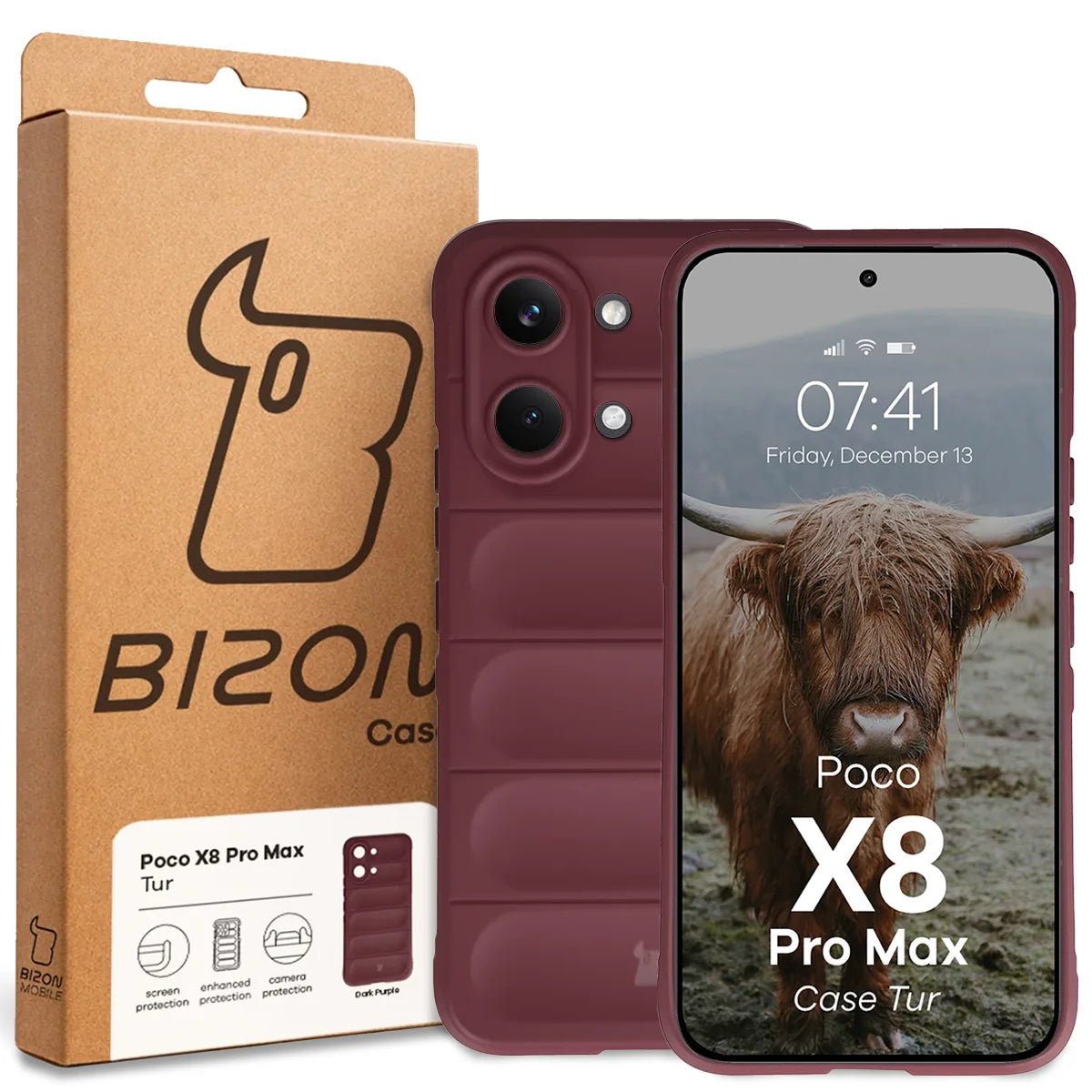 Robuste Handyhülle für Xiaomi POCO X8 Pro Max, Bizon Case Tur, Burgunderrot