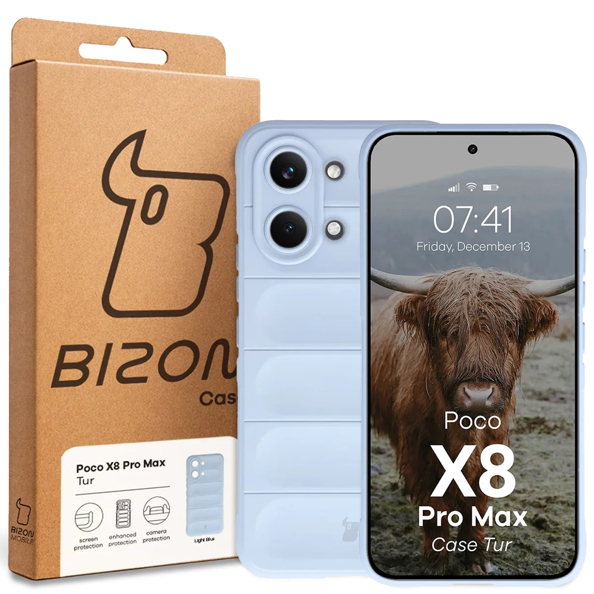 Robuste Handyhülle für Xiaomi POCO X8 Pro Max, Bizon Case Tur, Hellblau