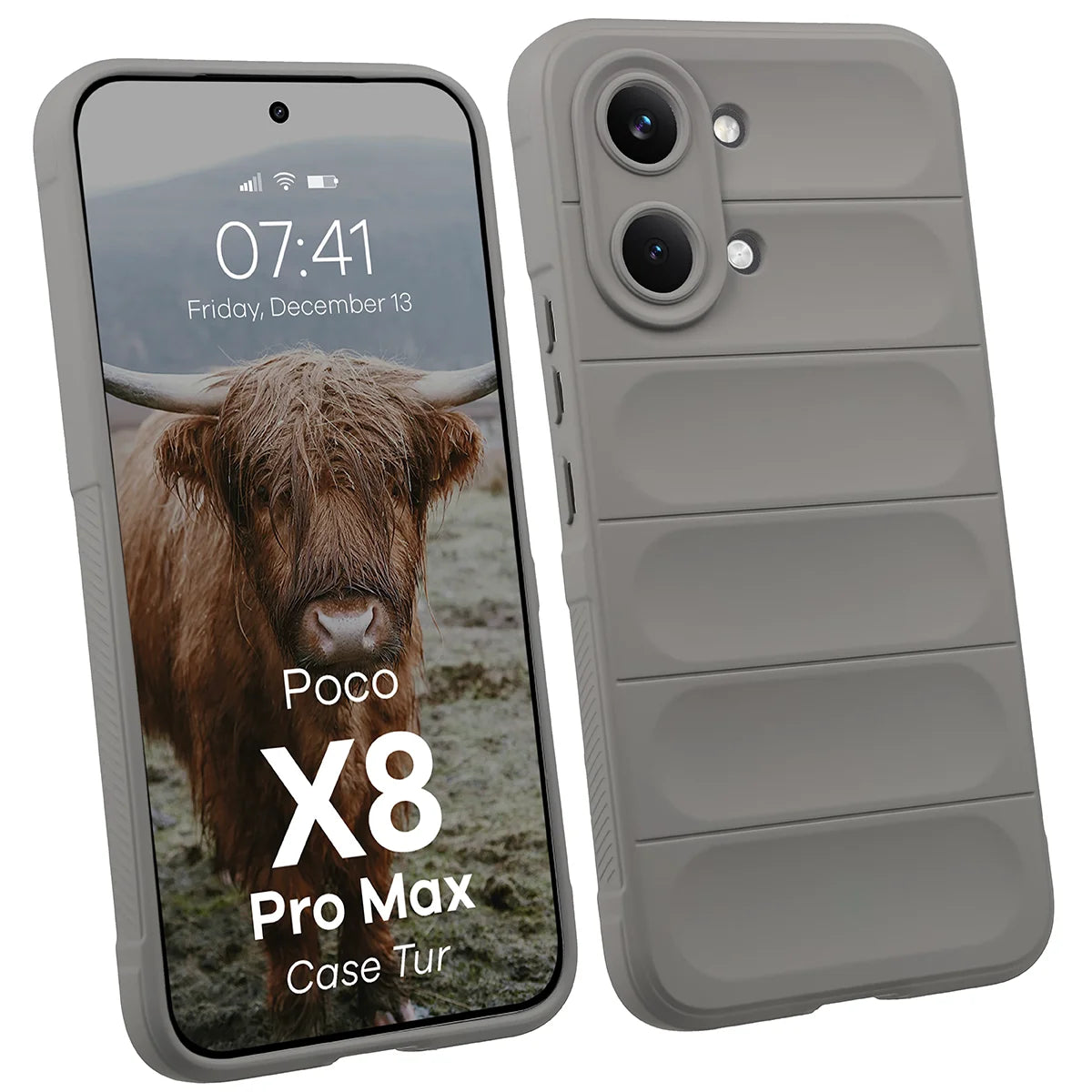Robuste Handyhülle für Xiaomi POCO X8 Pro Max, Bizon Case Tur, Hellgrau
