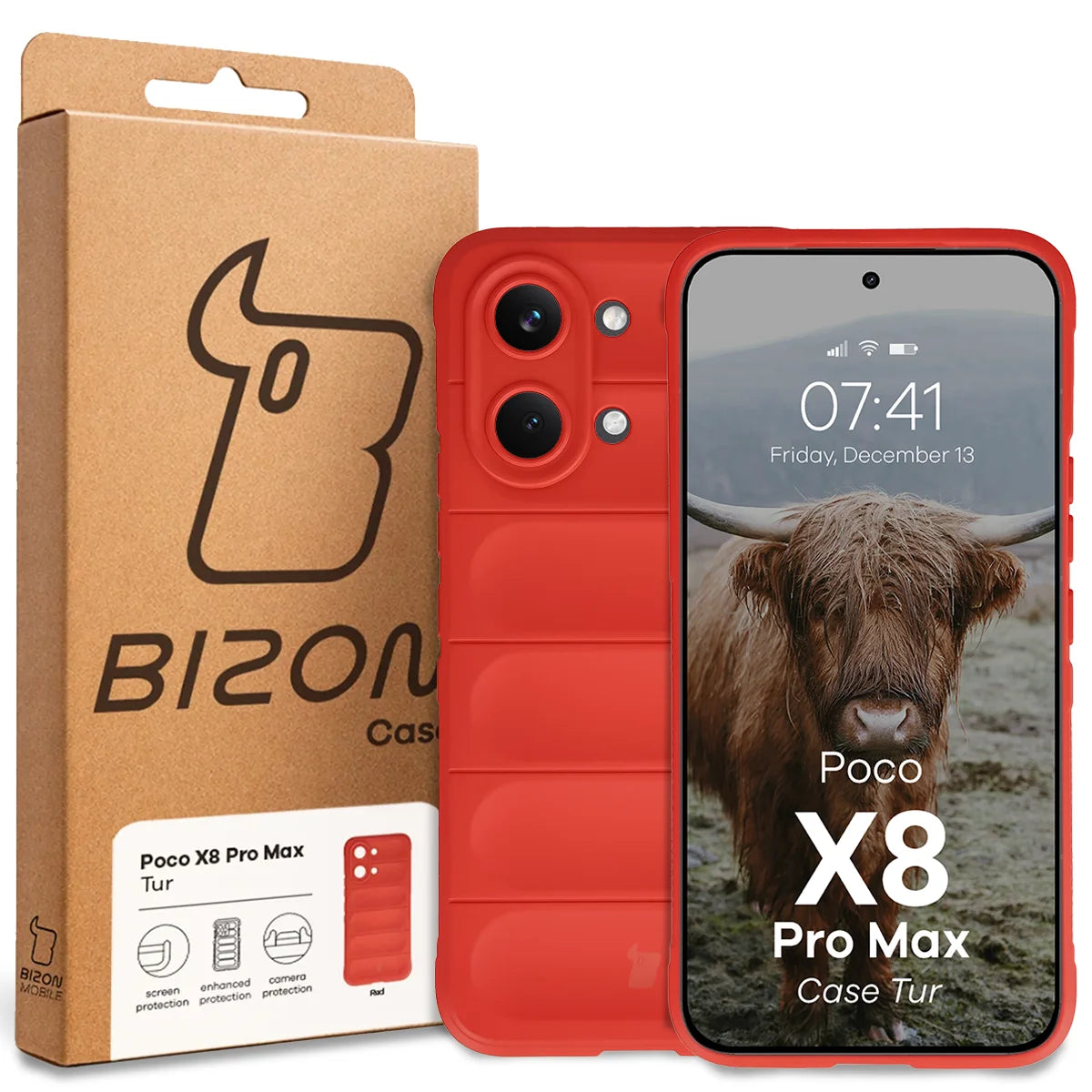 Robuste Handyhülle für Xiaomi POCO X8 Pro Max, Bizon Case Tur, Rot