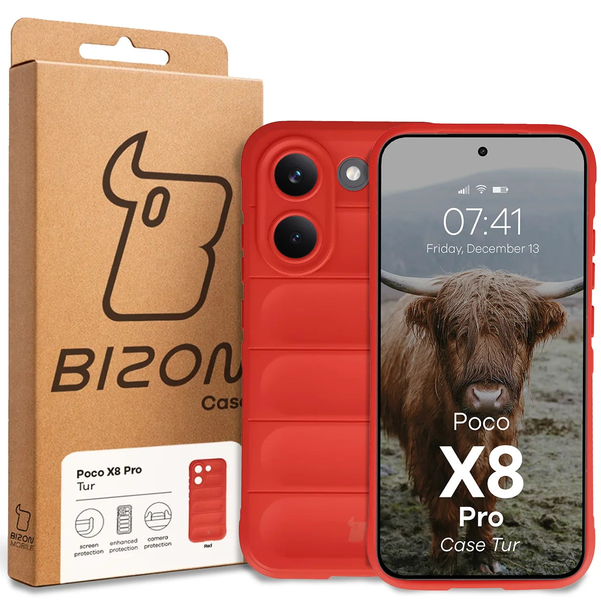 Robuste Handyhülle für Xiaomi POCO X8 Pro, Bizon Case Tur, Rot