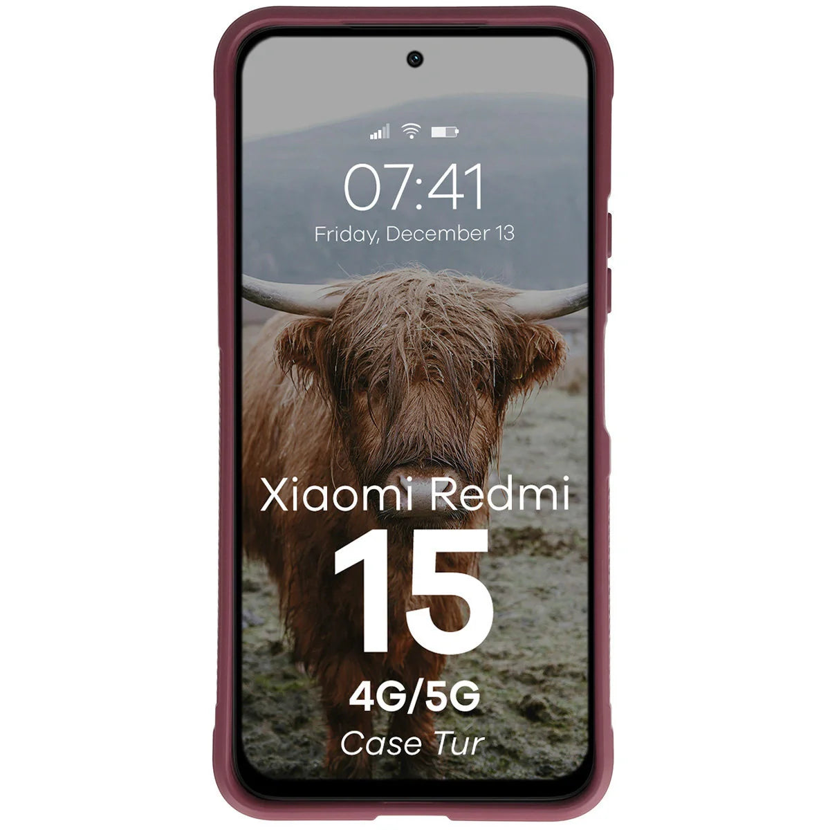 Robuste Handyhülle für Xiaomi Redmi 15 4G / 5G, Bizon Case Tur, Burgunderrot