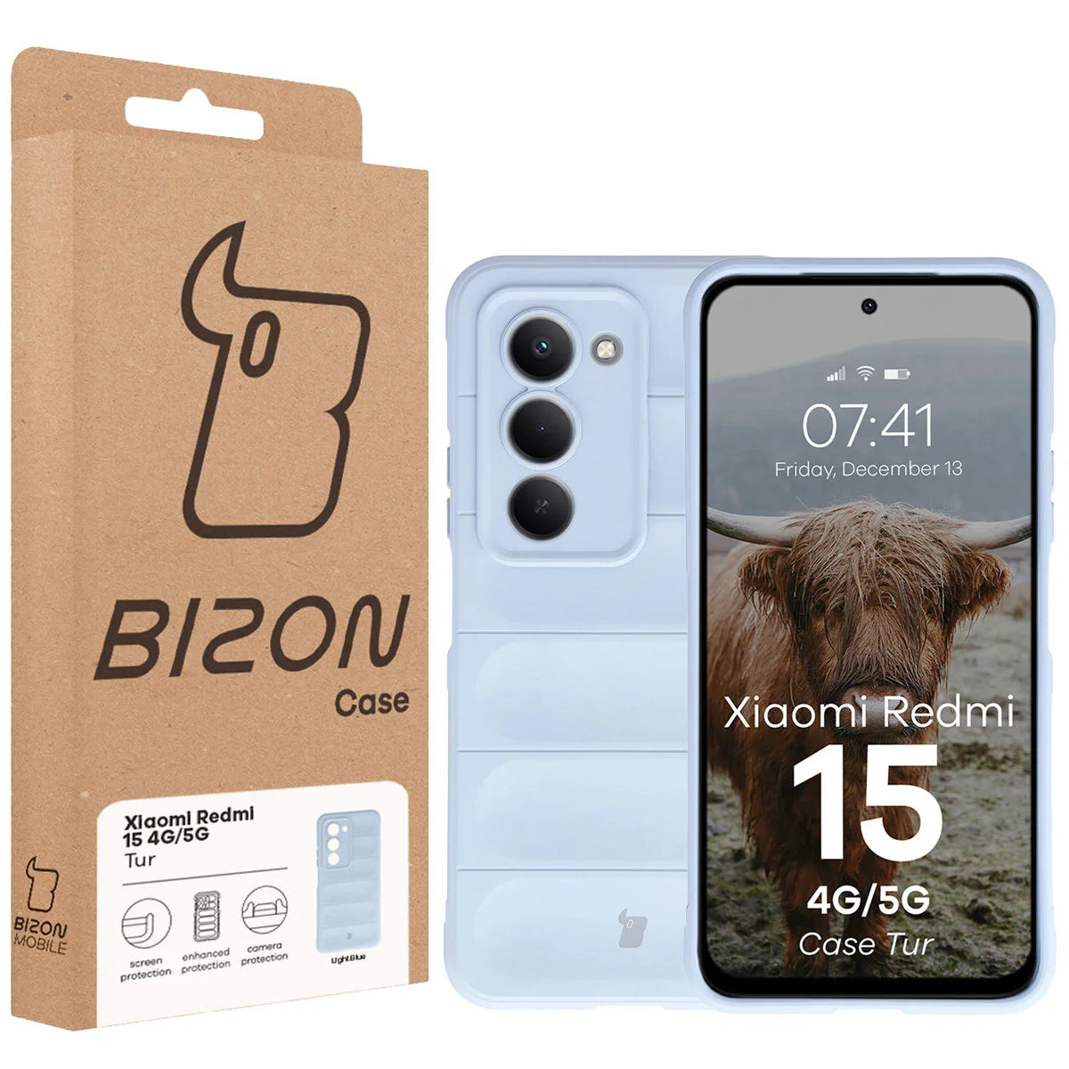 Robuste Handyhülle für Xiaomi Redmi 15 4G / 5G, Bizon Case Tur, Hellblau