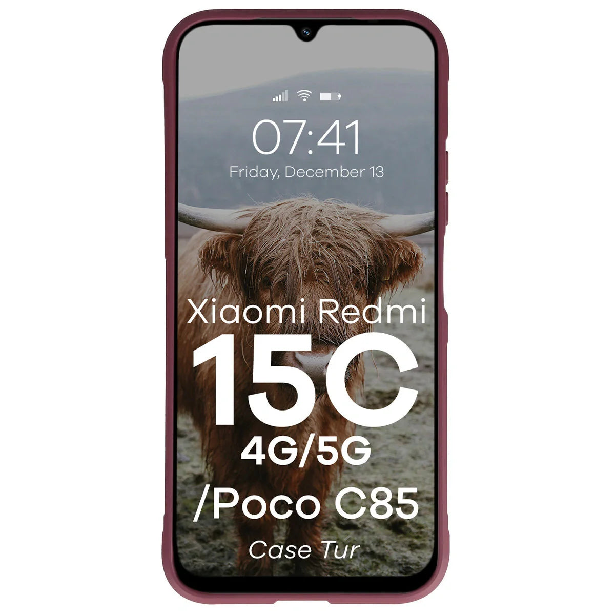 Robuste Handyhülle für Xiaomi Redmi 15C 4G / 5G / POCO C85 4G, Bizon Case Tur, Burgunderrot