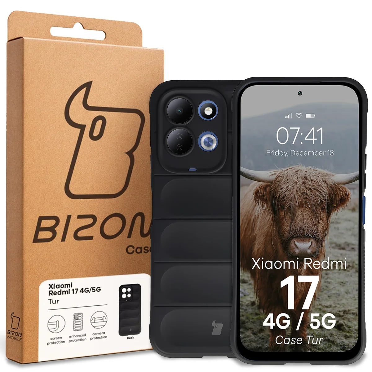 Robuste Handyhülle für Xiaomi Redmi 17 4G/5G, Bizon Case Tur, Schwarz (8/8)