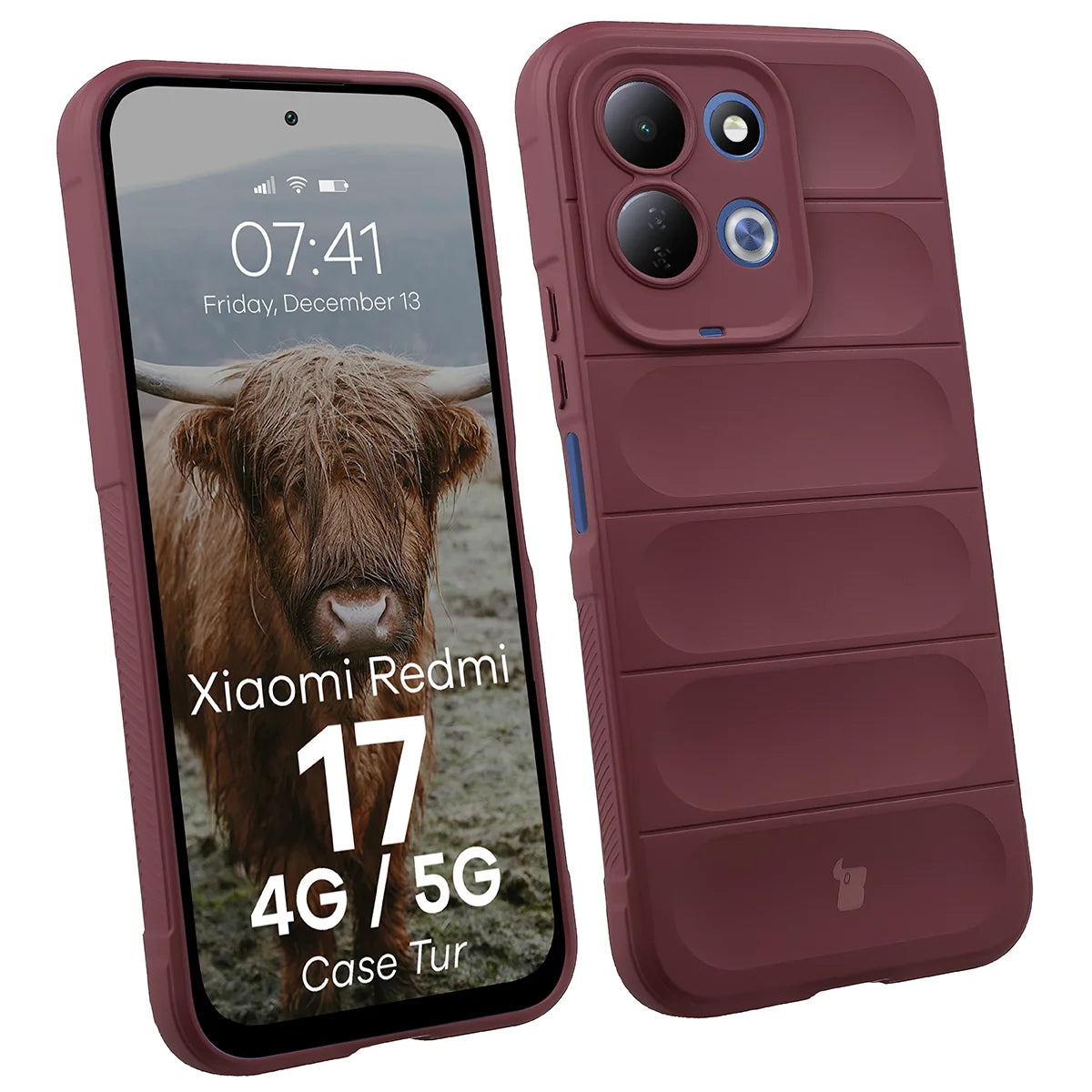 Robuste Handyhülle für Xiaomi Redmi 17 4G/5G, Bizon Case Tur, Burgunderrot (1/8)