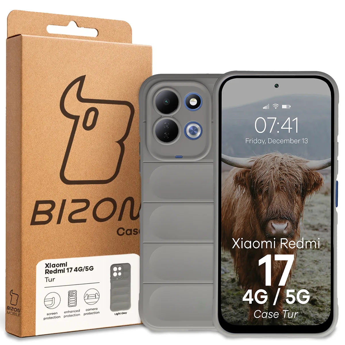Robuste Handyhülle für Xiaomi Redmi 17 4G/5G, Bizon Case Tur, Hellgrau (8/8)