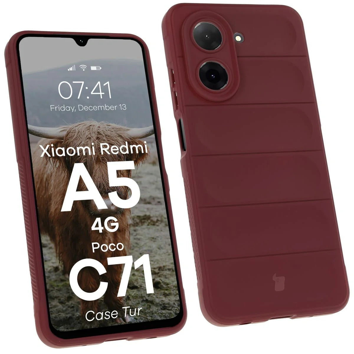 Robuste Handyhülle für Xiaomi Redmi A5 4G / POCO C71 4G, Bizon Case Tur, Burgunderrot
