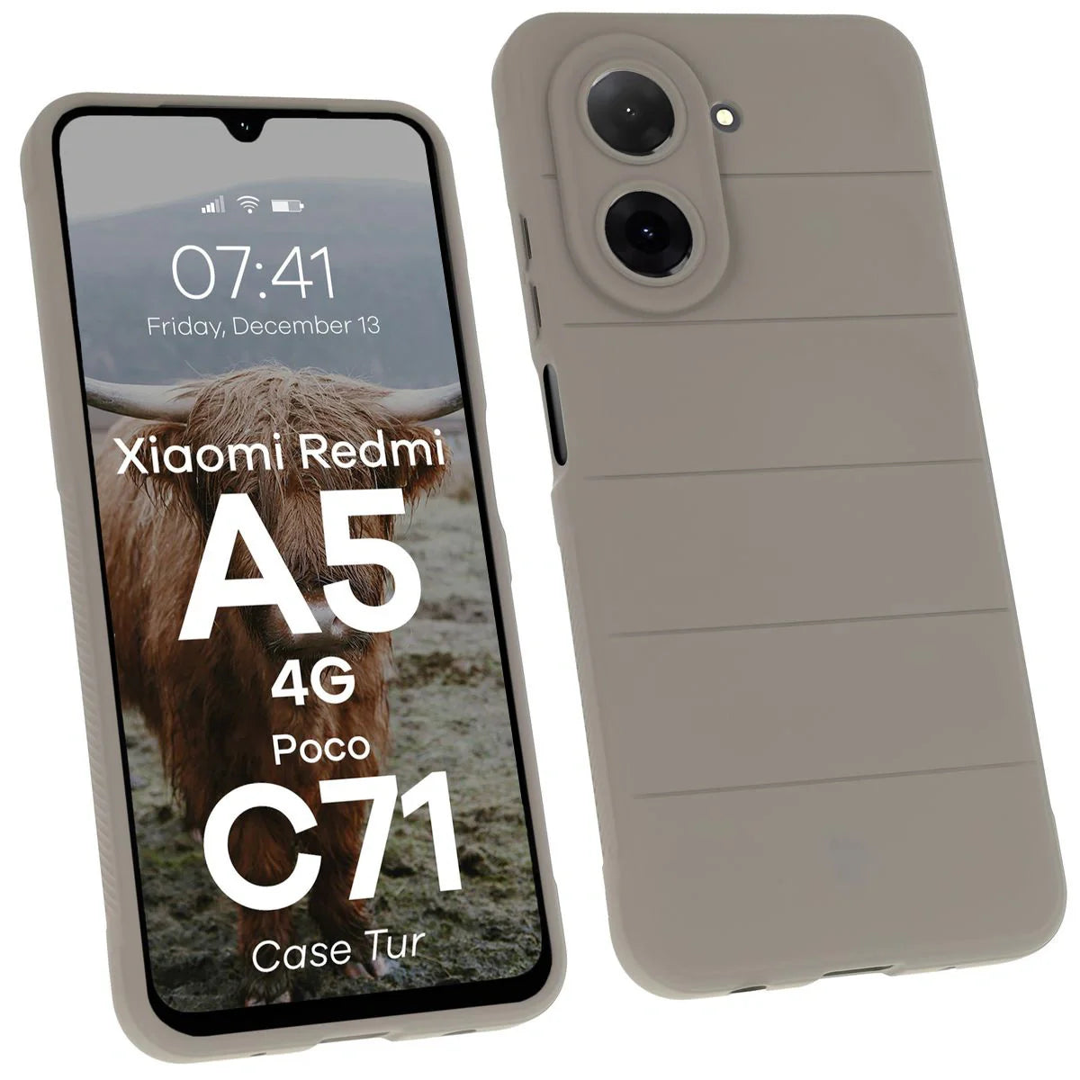 Robuste Handyhülle für Xiaomi Redmi A5 4G / POCO C71 4G, Bizon Case Tur, Hellgrau