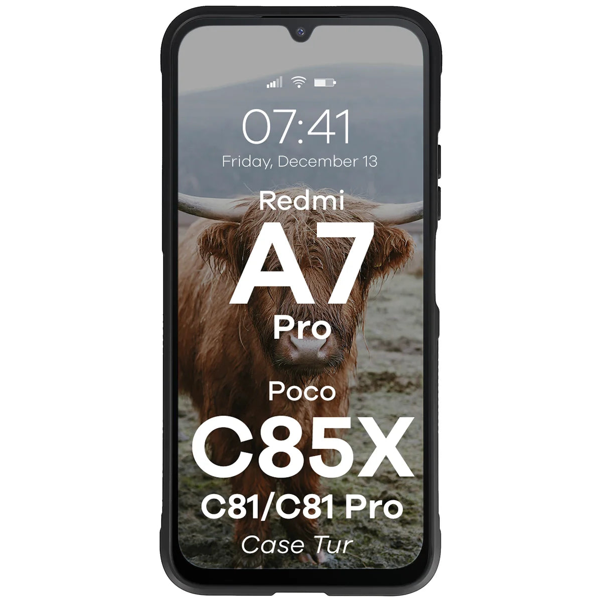 Robuste Handyhülle für Xiaomi Redmi A7 Pro / POCO C85X / C81 / C81 Pro, Bizon Case Tur, Schwarz