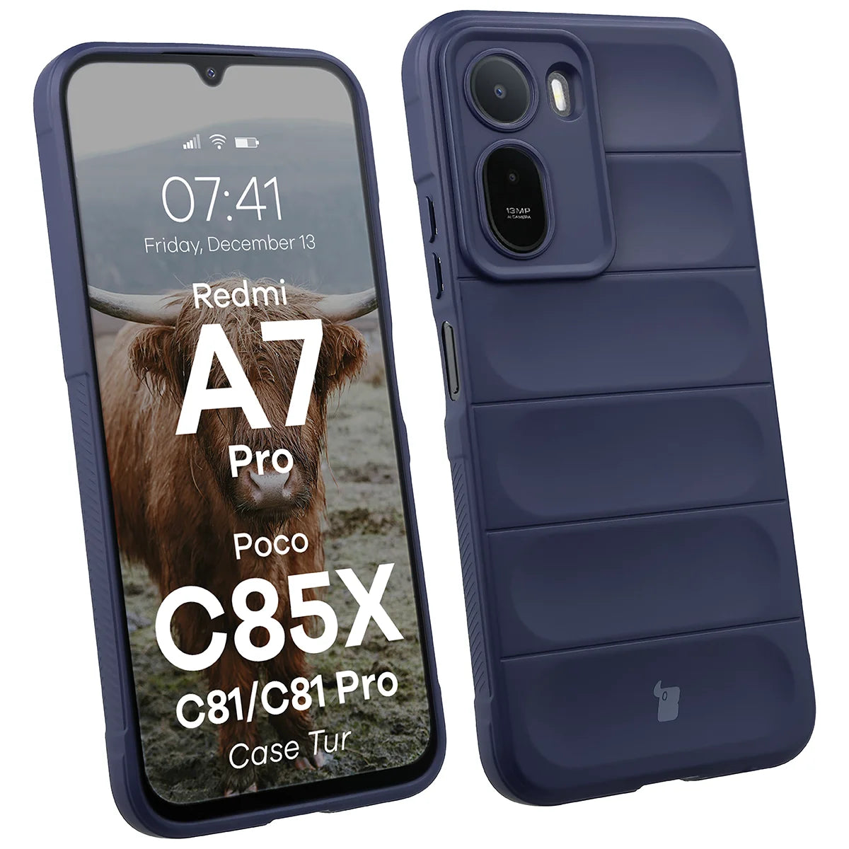 Robuste Handyhülle für Xiaomi Redmi A7 Pro / POCO C85X / C81 / C81 Pro, Bizon Case Tur, Dunkelblau