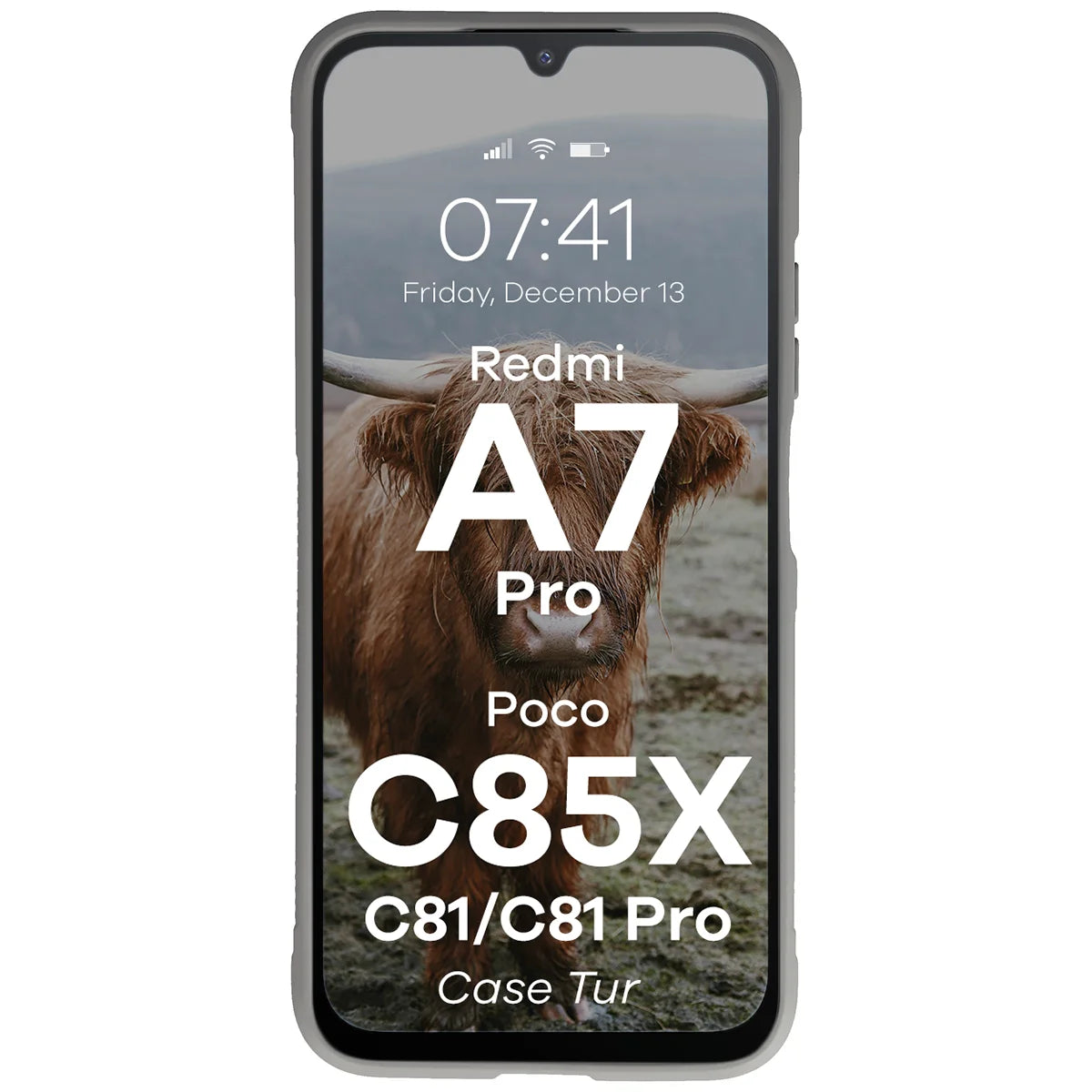 Robuste Handyhülle für Xiaomi Redmi A7 Pro / POCO C85X / C81 / C81 Pro, Bizon Case Tur, Hellgrau