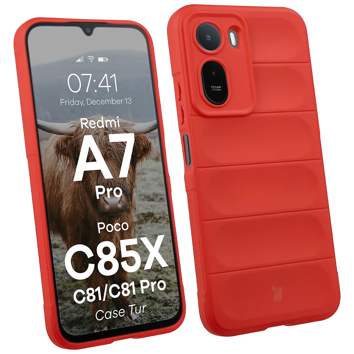 Robuste Handyhülle für Xiaomi Redmi A7 Pro / POCO C85X / C81 / C81 Pro, Bizon Case Tur, Rot