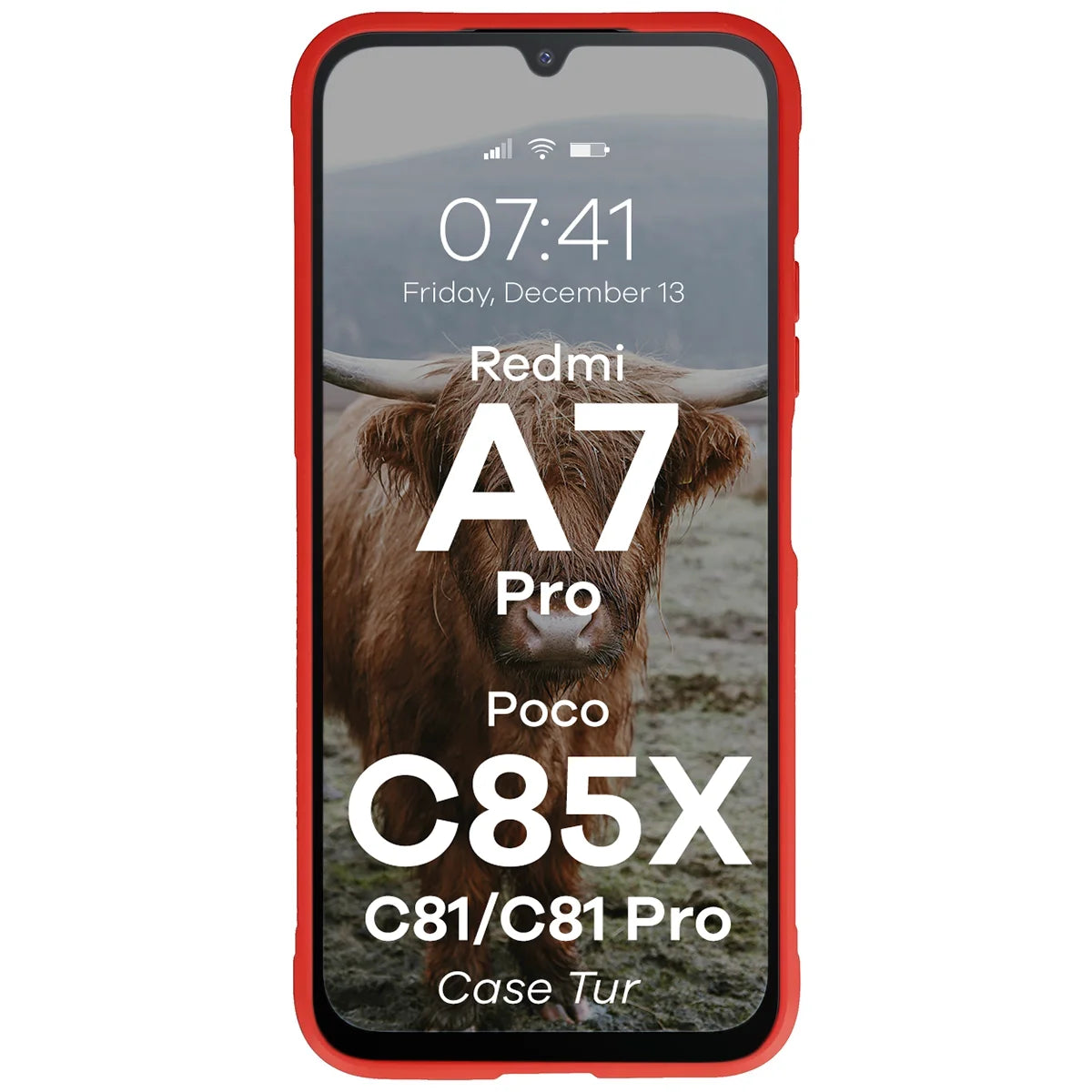 Robuste Handyhülle für Xiaomi Redmi A7 Pro / POCO C85X / C81 / C81 Pro, Bizon Case Tur, Rot