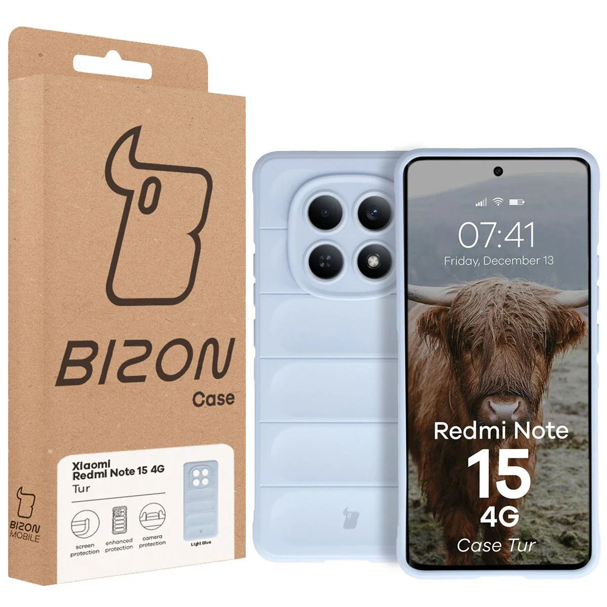 Robuste Handyhülle für Xiaomi Redmi Note 15 4G, Bizon Case Tur, Hellblau