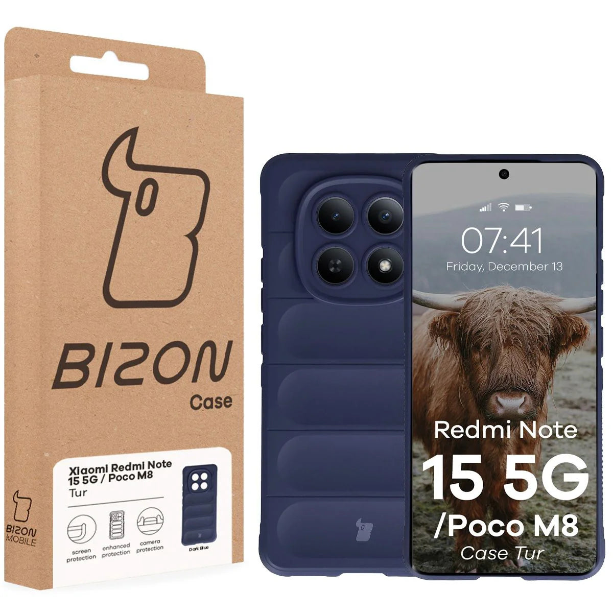 Robuste Handyhülle für Xiaomi Redmi Note 15 5G / POCO M8 5G, Bizon Case Tur, Dunkelblau