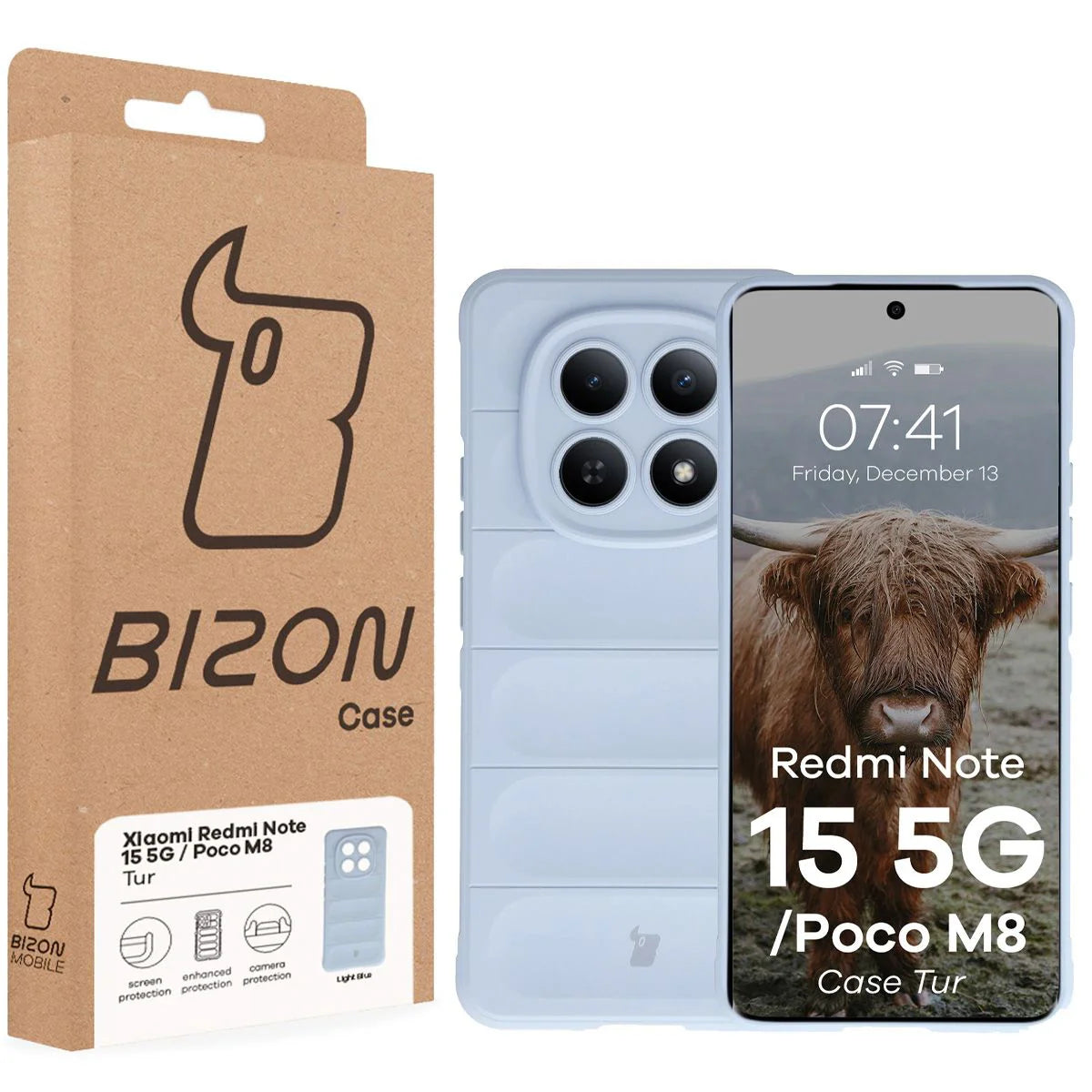 Robuste Handyhülle für Xiaomi Redmi Note 15 5G / POCO M8 5G, Bizon Case Tur, Hellblau