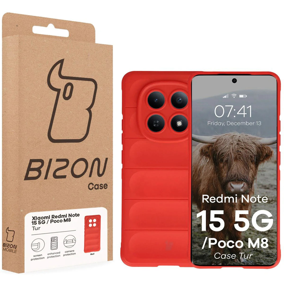 Robuste Handyhülle für Xiaomi Redmi Note 15 5G / POCO M8 5G, Bizon Case Tur, Rot