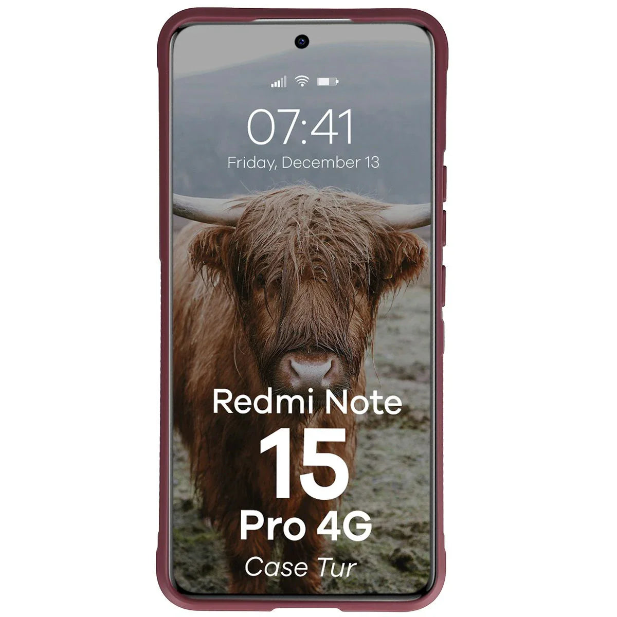Robuste Handyhülle für Xiaomi Redmi Note 15 Pro 4G, Bizon Case Tur, Burgunderrot