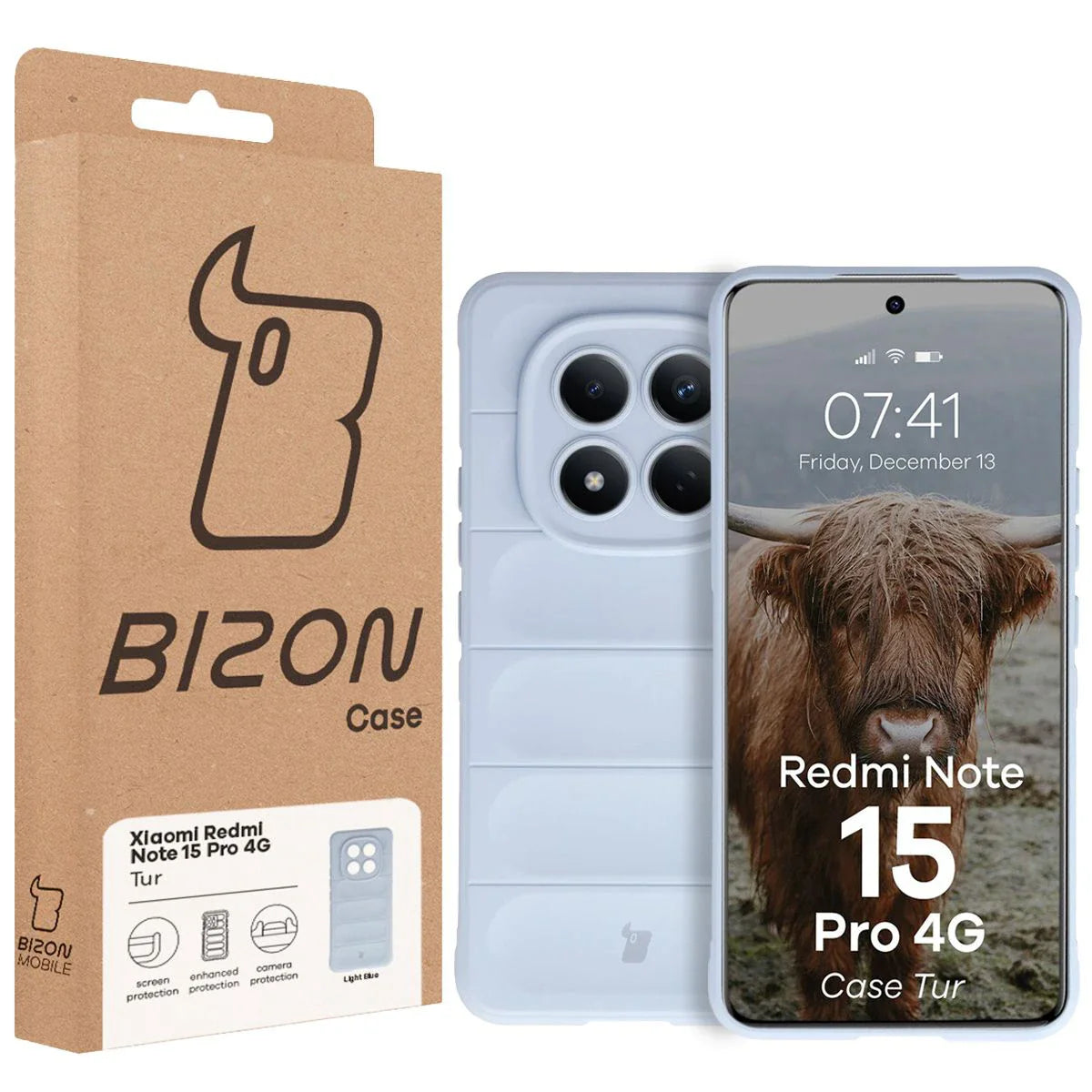 Robuste Handyhülle für Xiaomi Redmi Note 15 Pro 4G, Bizon Case Tur, Hellblau