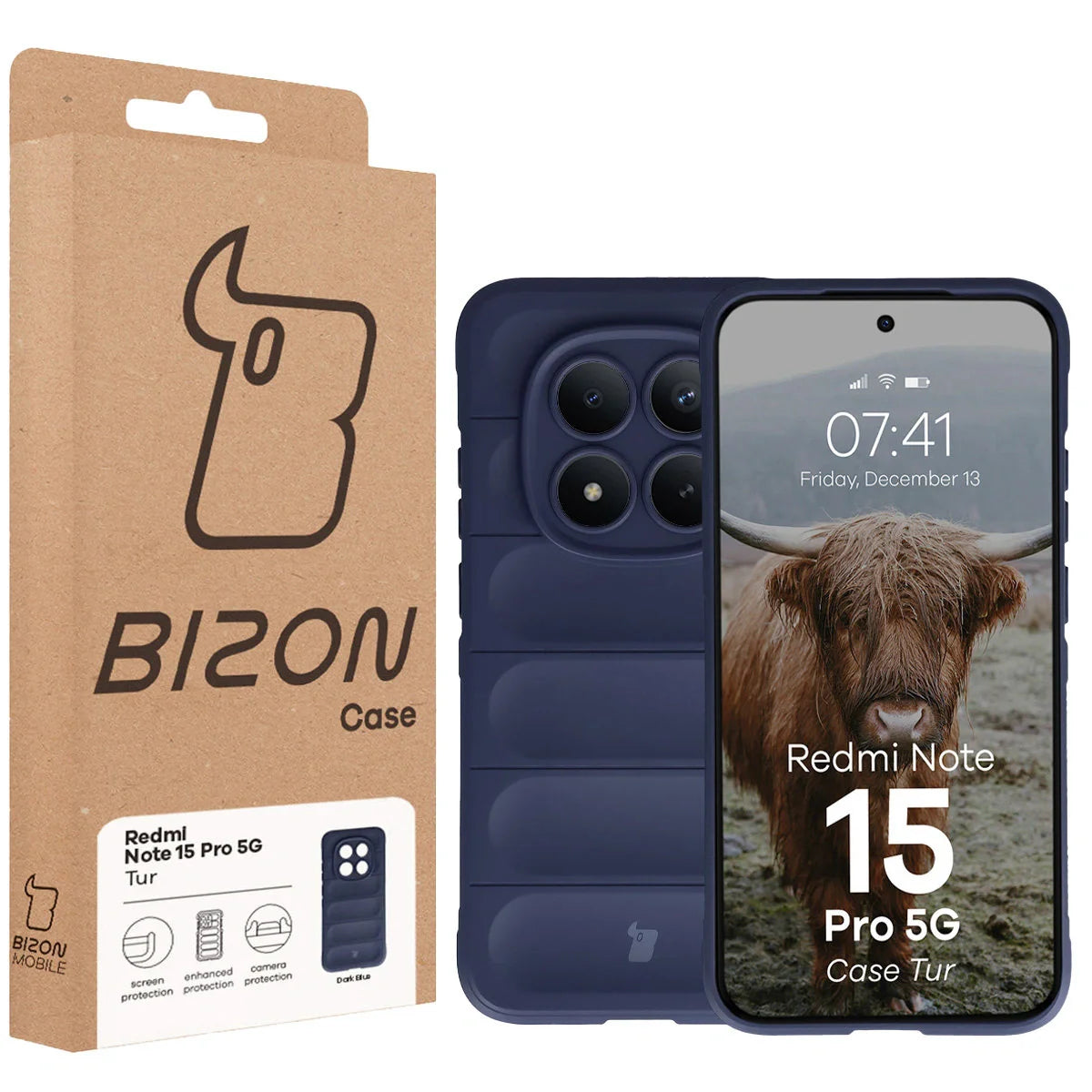 Robuste Handyhülle für Xiaomi Redmi Note 15 Pro 5G, Bizon Case Tur, Dunkelblau