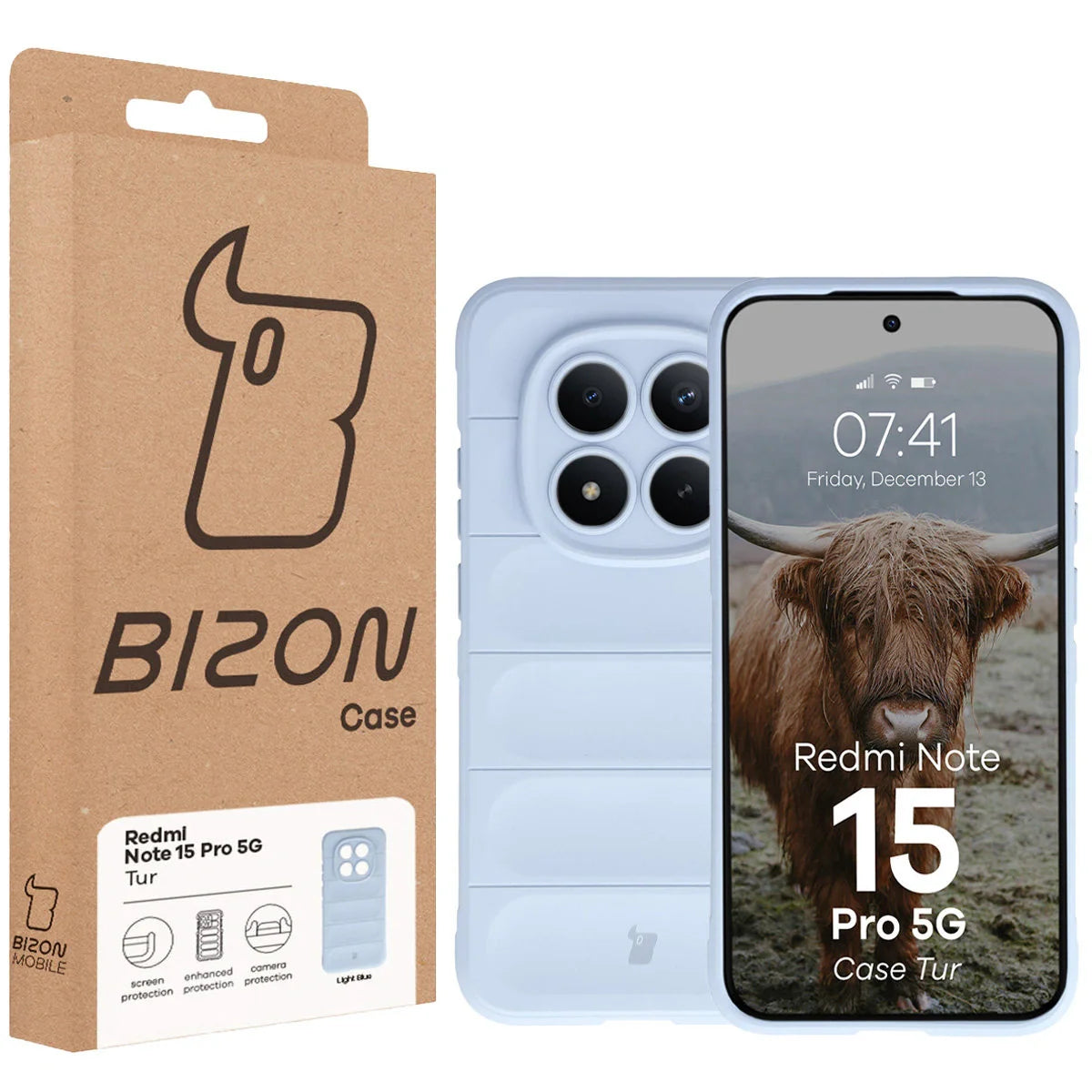Robuste Handyhülle für Xiaomi Redmi Note 15 Pro 5G, Bizon Case Tur, Hellblau