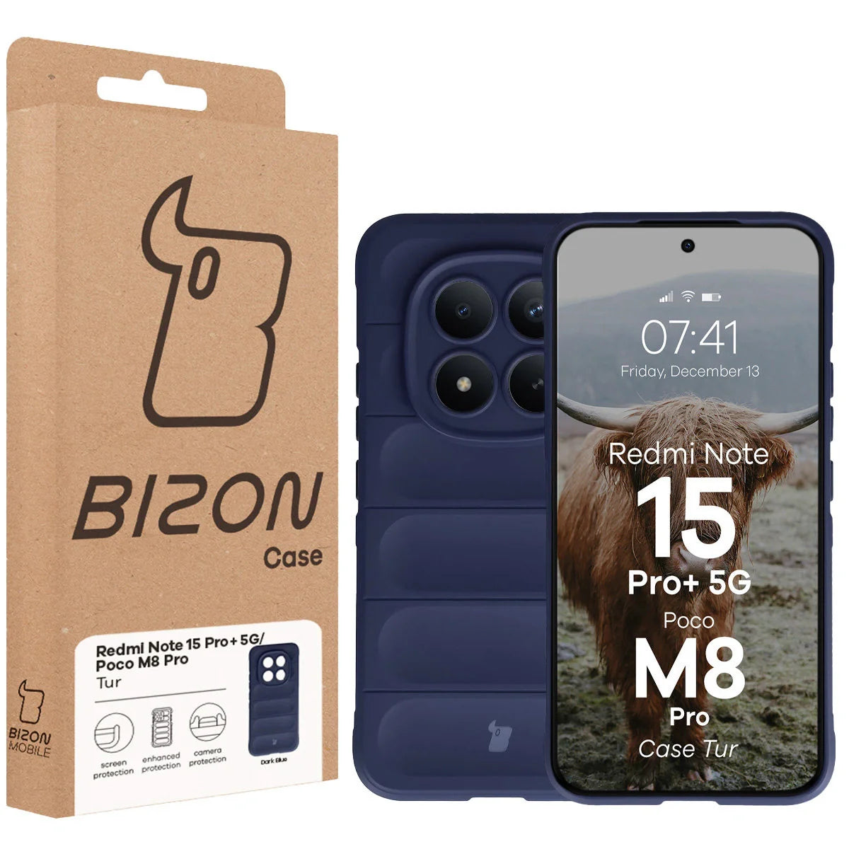 Robuste Handyhülle für Xiaomi Redmi Note 15 Pro Plus 5G / POCO M8 Pro 5G, Bizon Case Tur, Dunkelblau